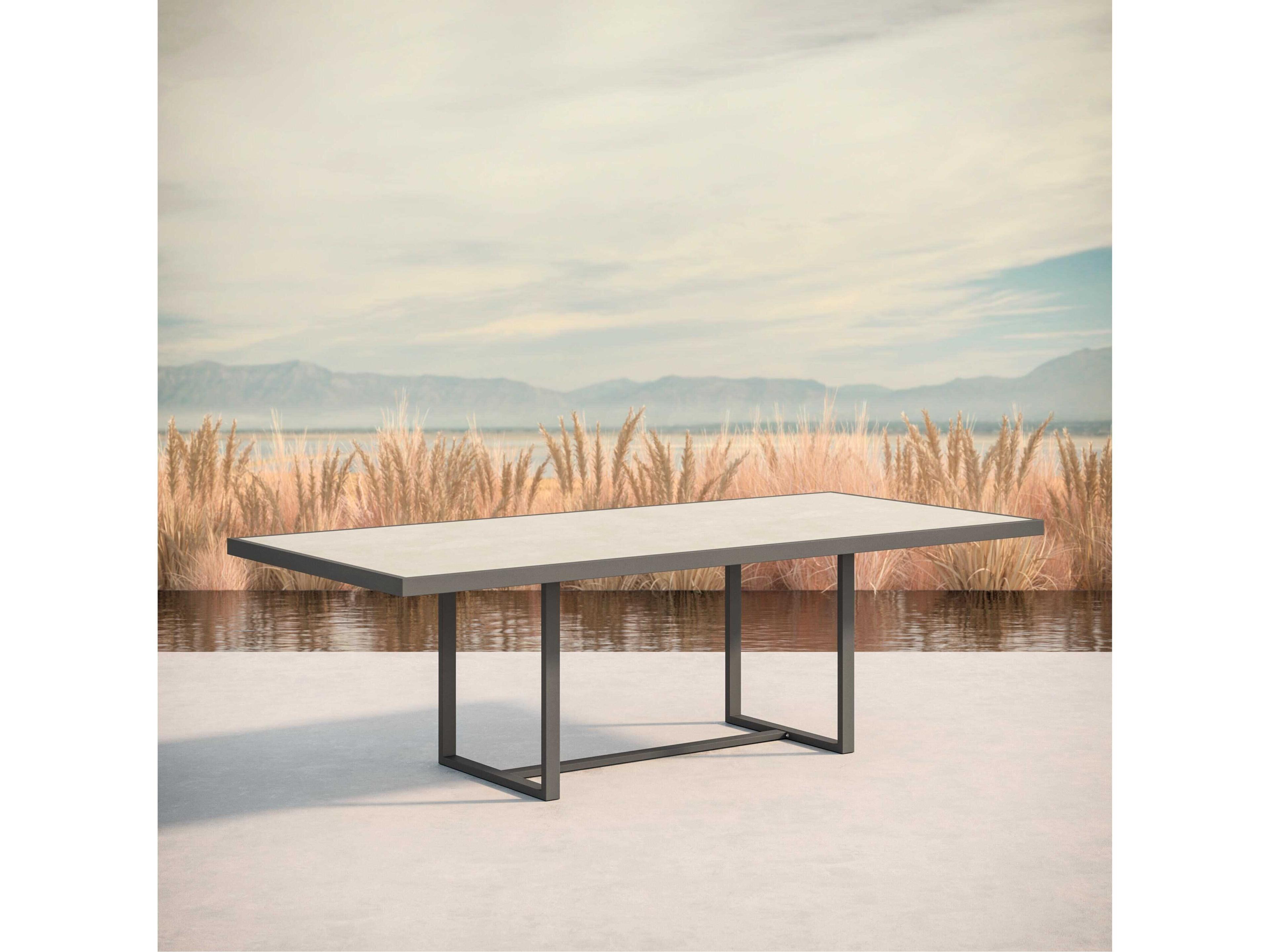 Azzurro Living Pavia Matte Charcoal Aluminum Rectangular Dining Table