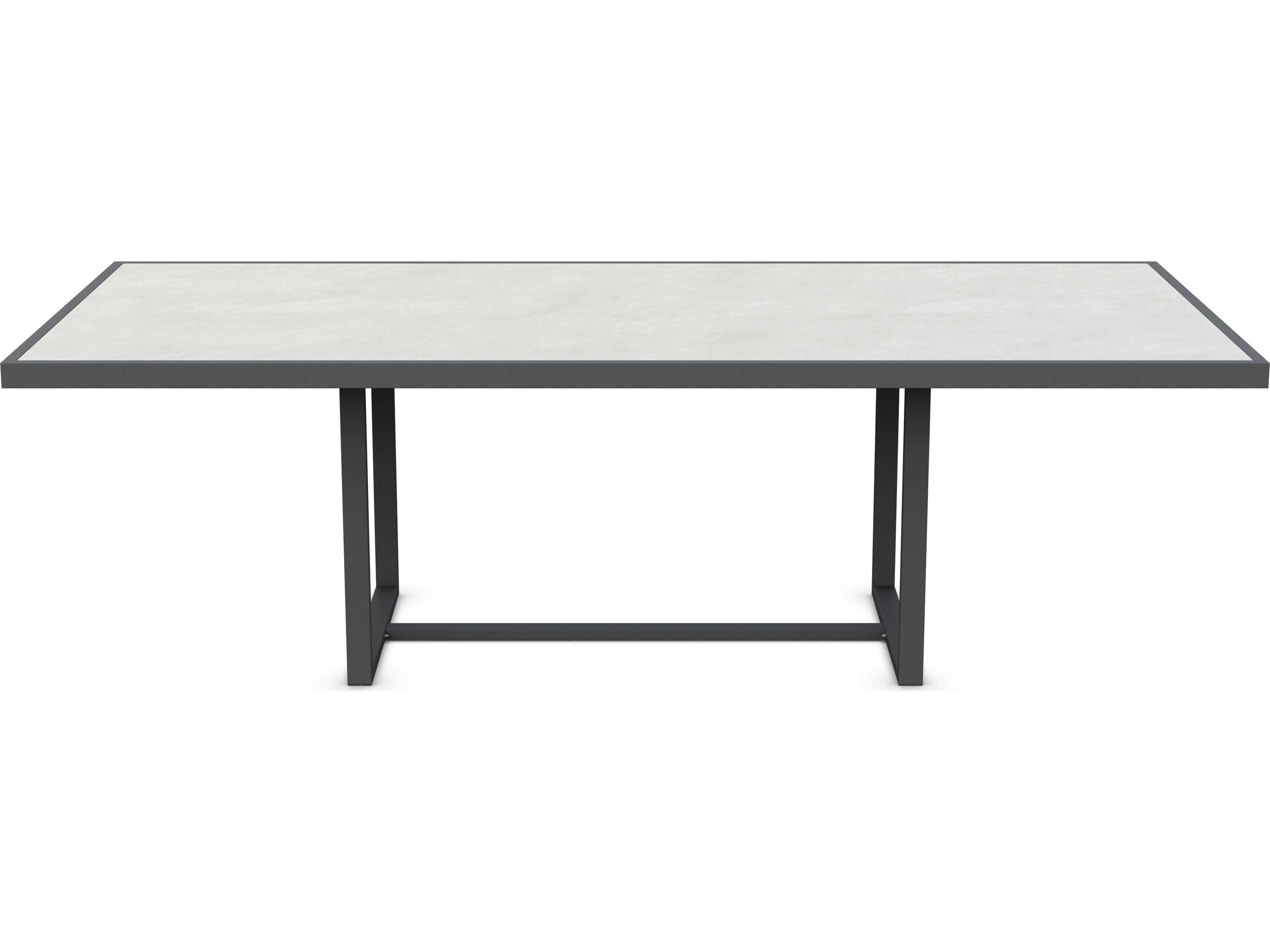 Azzurro Living Pavia Matte Charcoal Aluminum Rectangular Dining Table