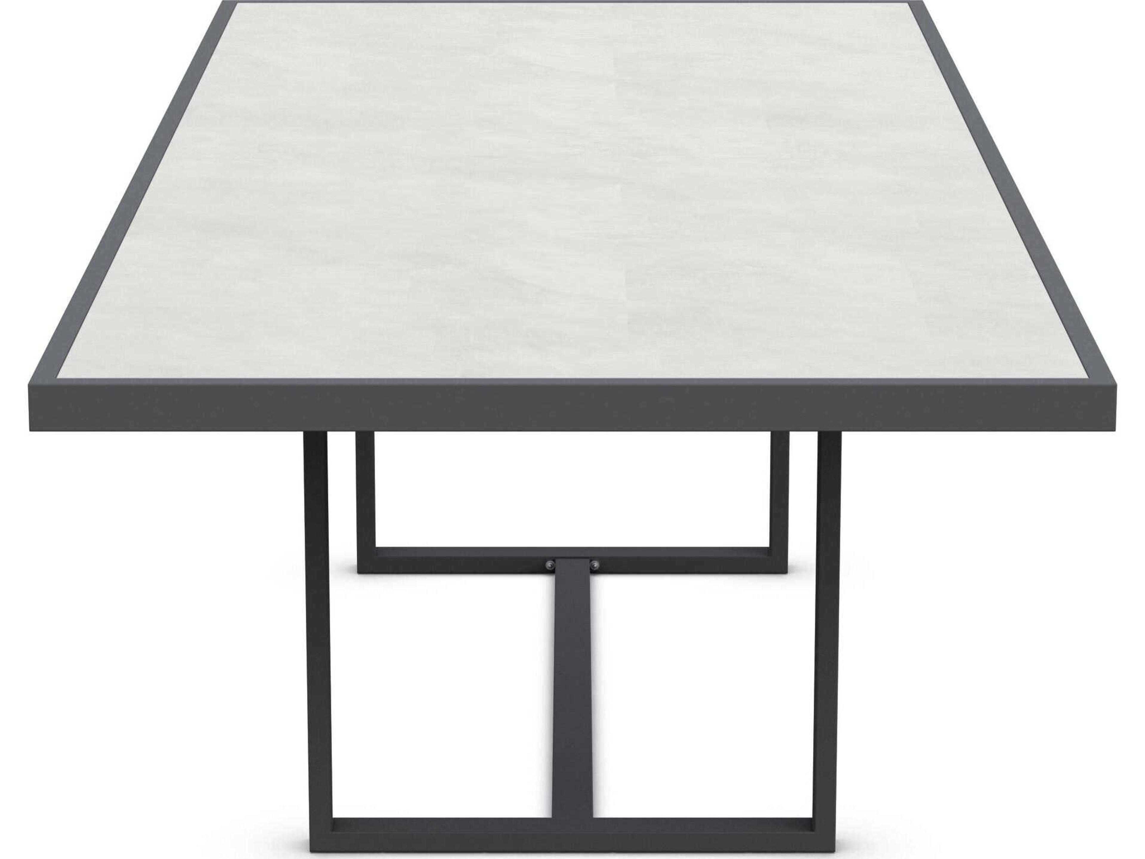 Azzurro Living Pavia Matte Charcoal Aluminum Rectangular Dining Table