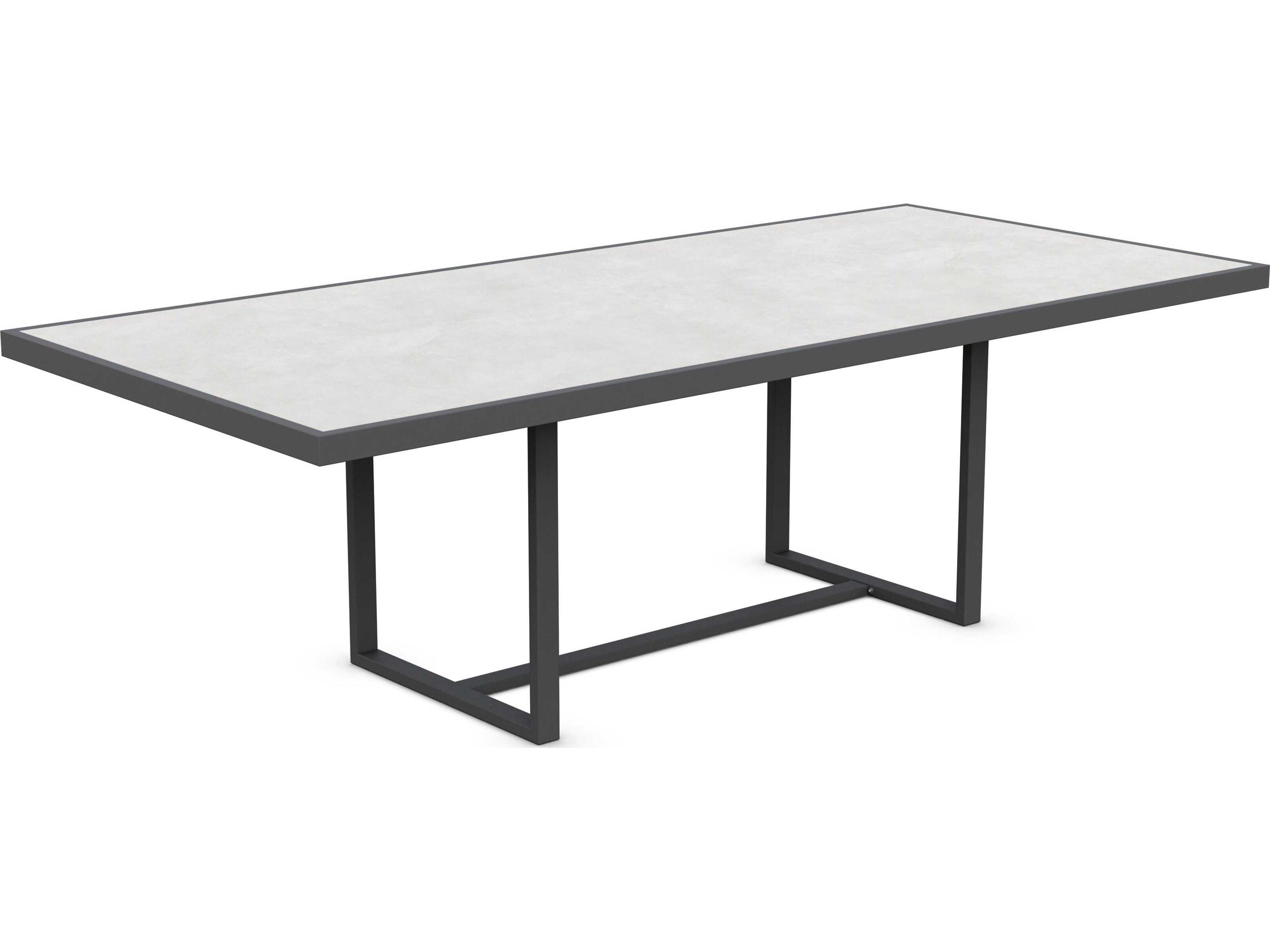 Azzurro Living Pavia Matte Charcoal Aluminum Rectangular Dining Table