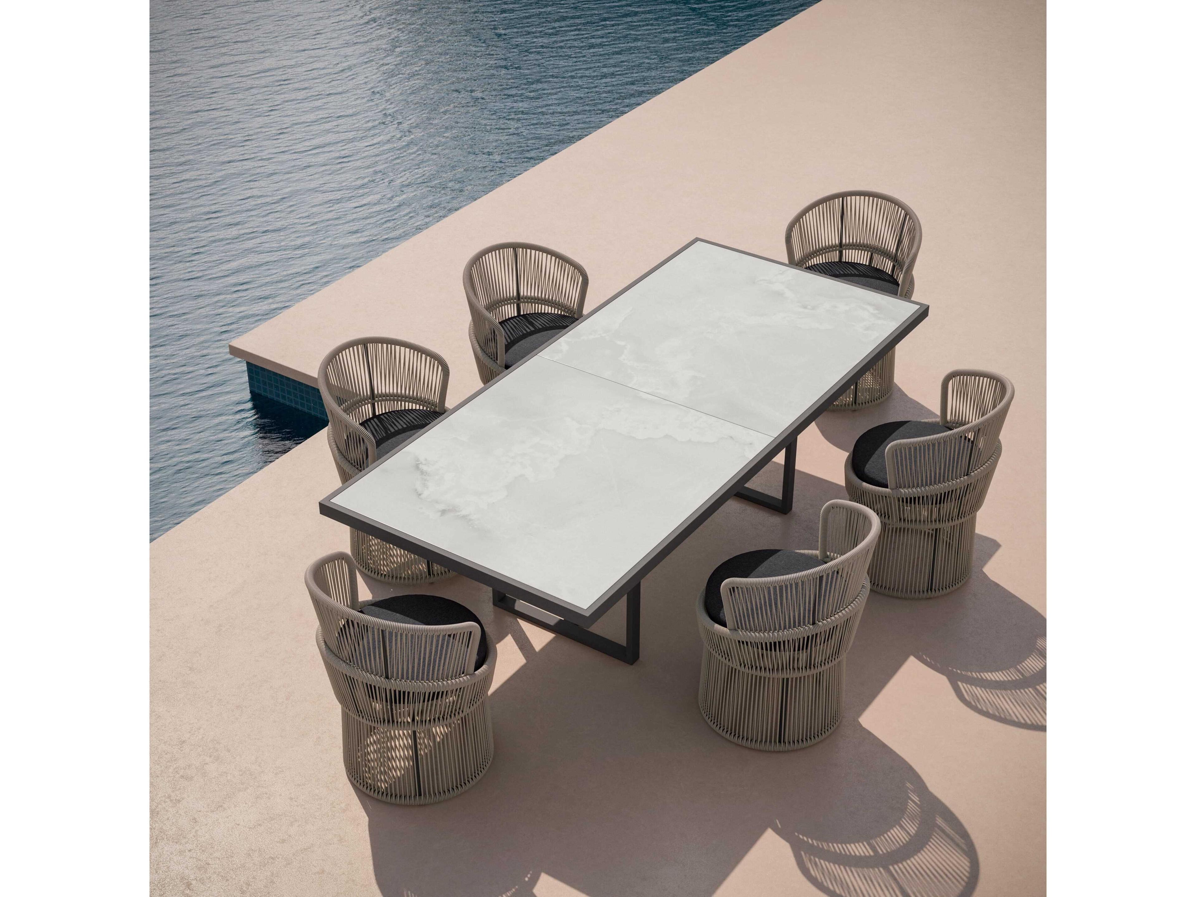 Azzurro Living Pavia Matte Charcoal Aluminum Rectangular Dining Table