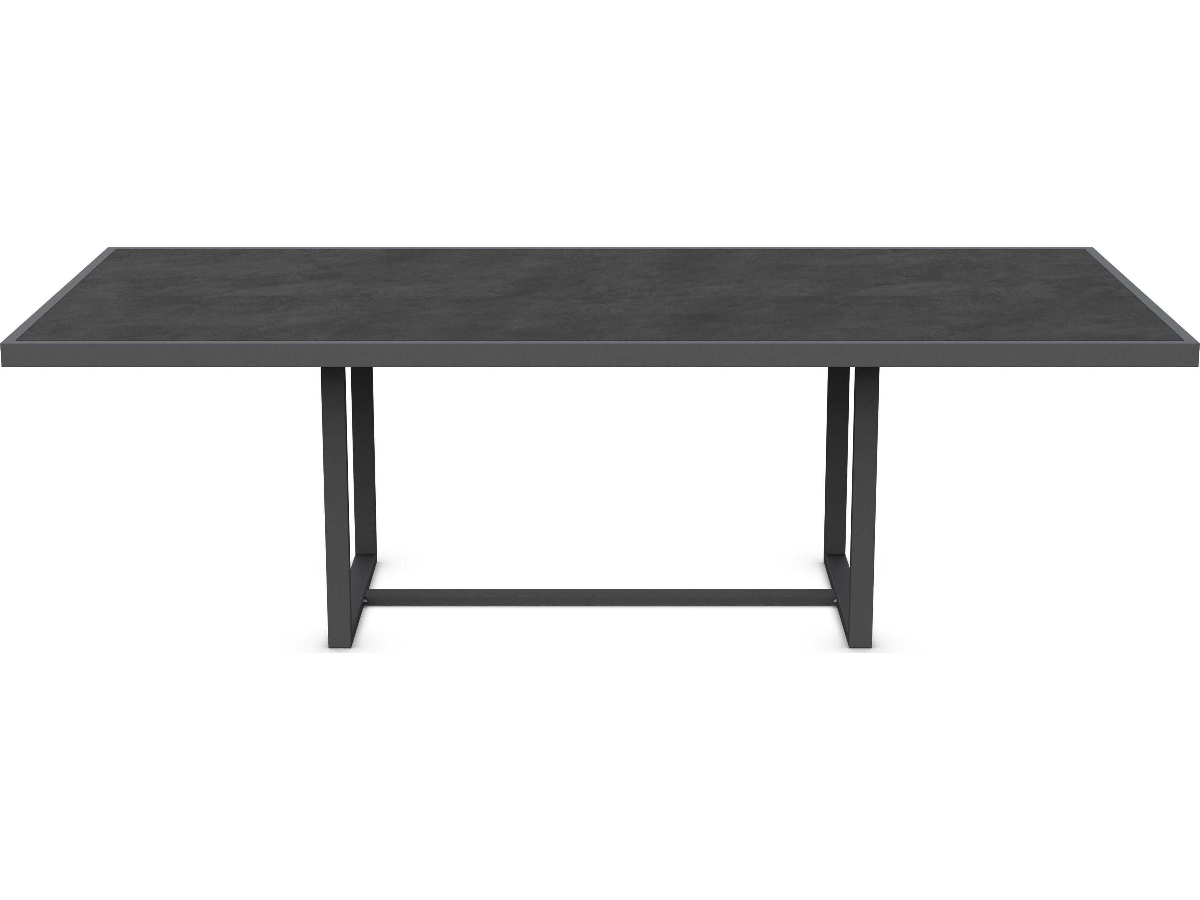 Azzurro Living Pavia Matte Charcoal Aluminum Rectangular Dining Table
