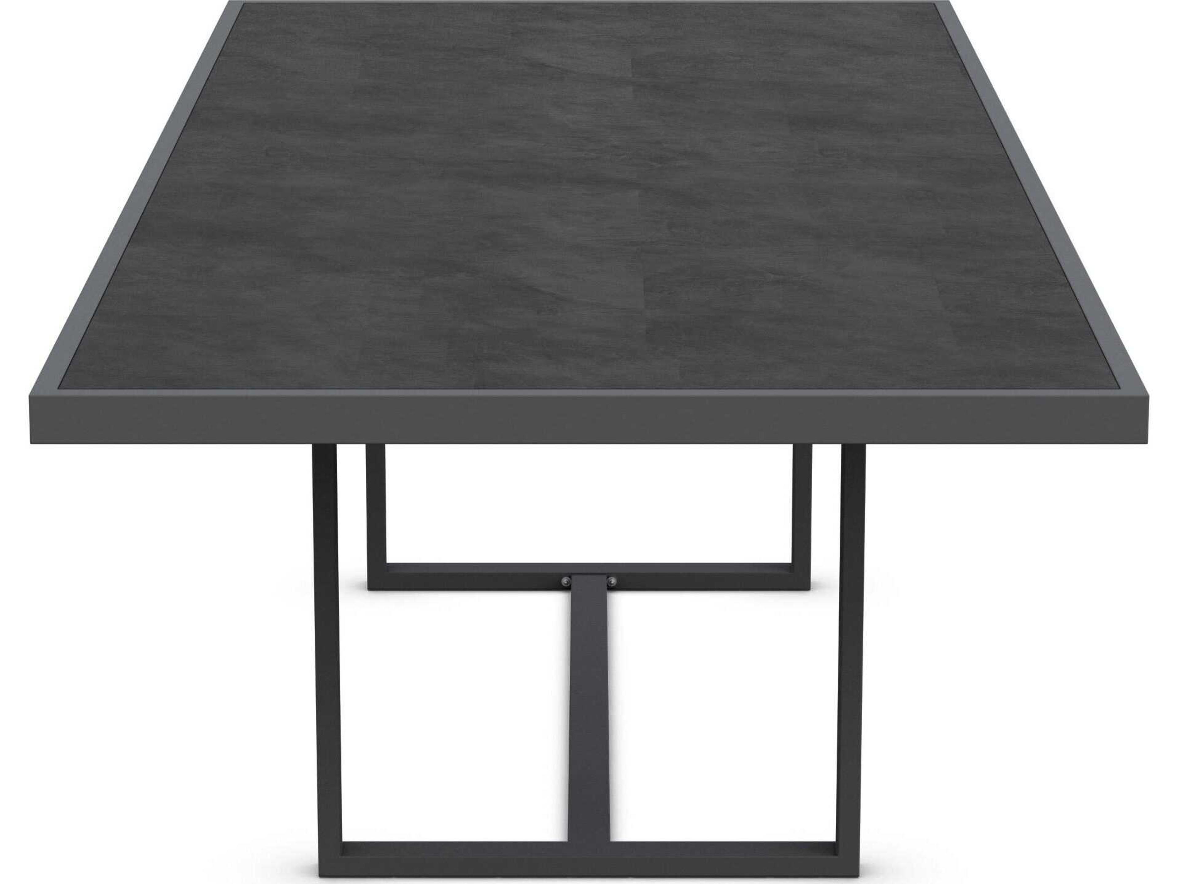 Azzurro Living Pavia Matte Charcoal Aluminum Rectangular Dining Table