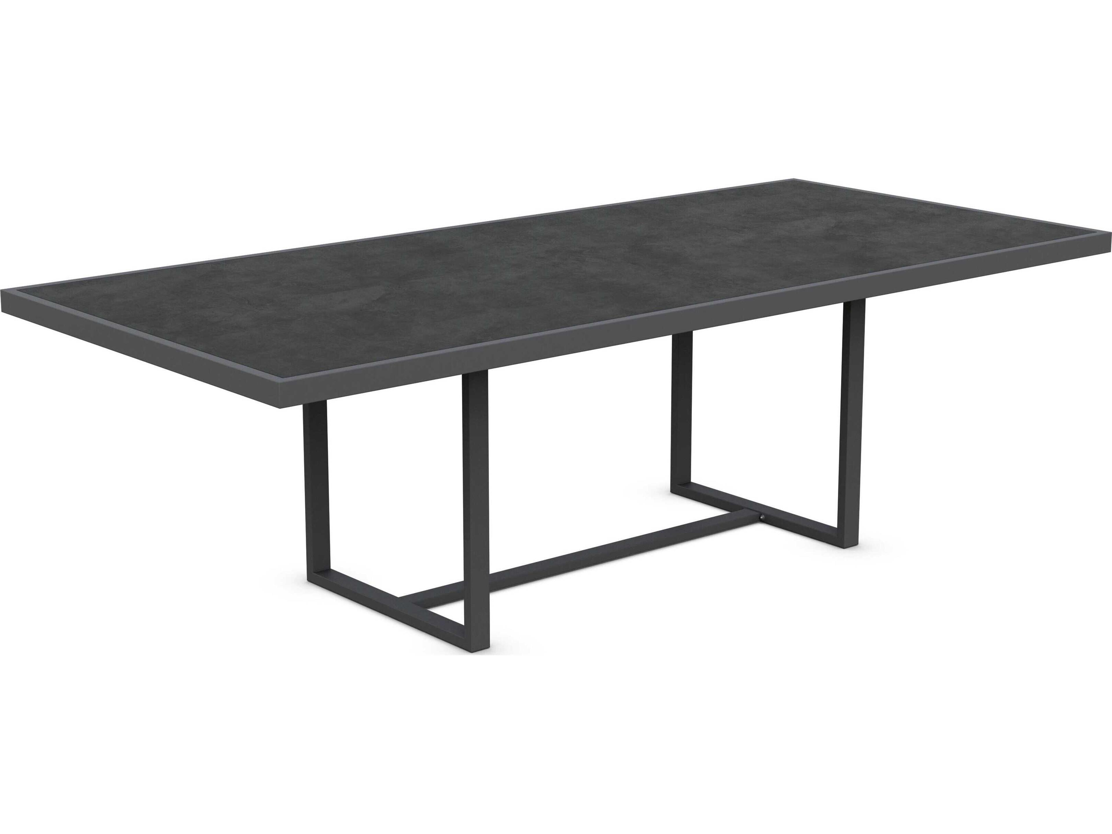 Azzurro Living Pavia Matte Charcoal Aluminum Rectangular Dining Table