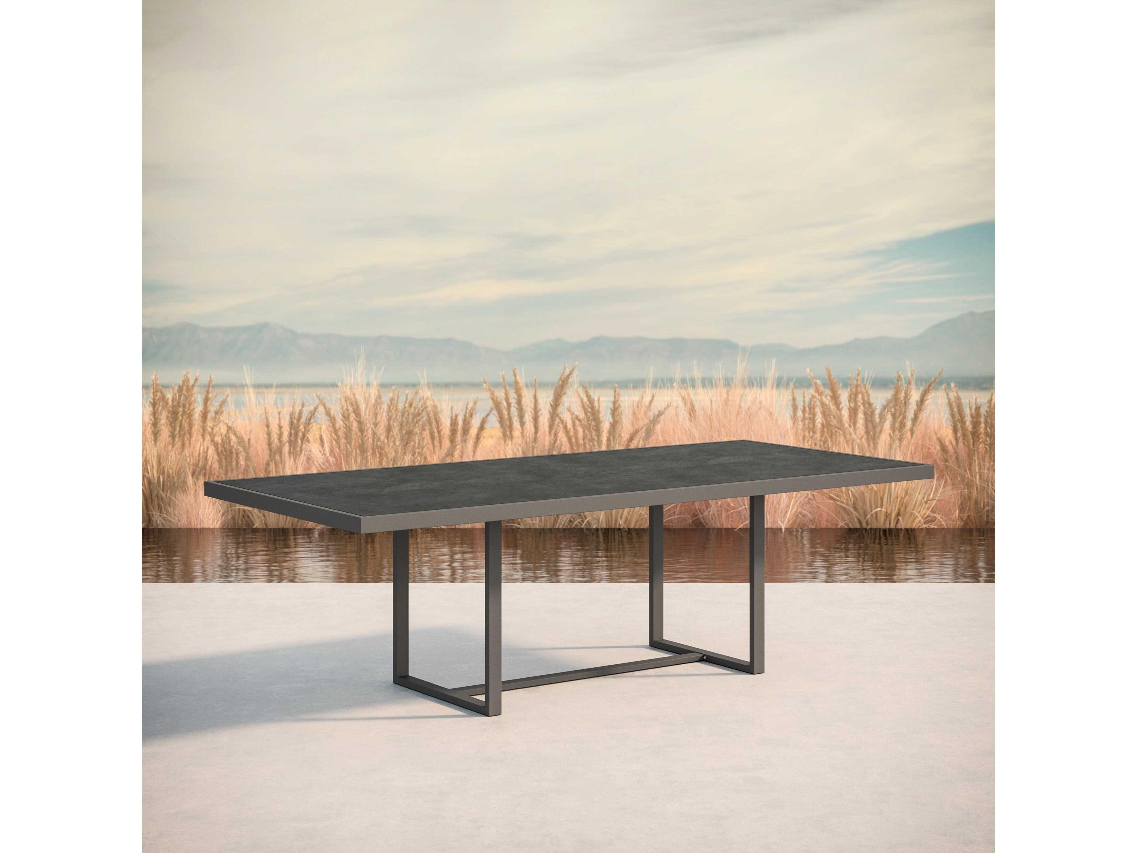 Azzurro Living Pavia Matte Charcoal Aluminum Rectangular Dining Table