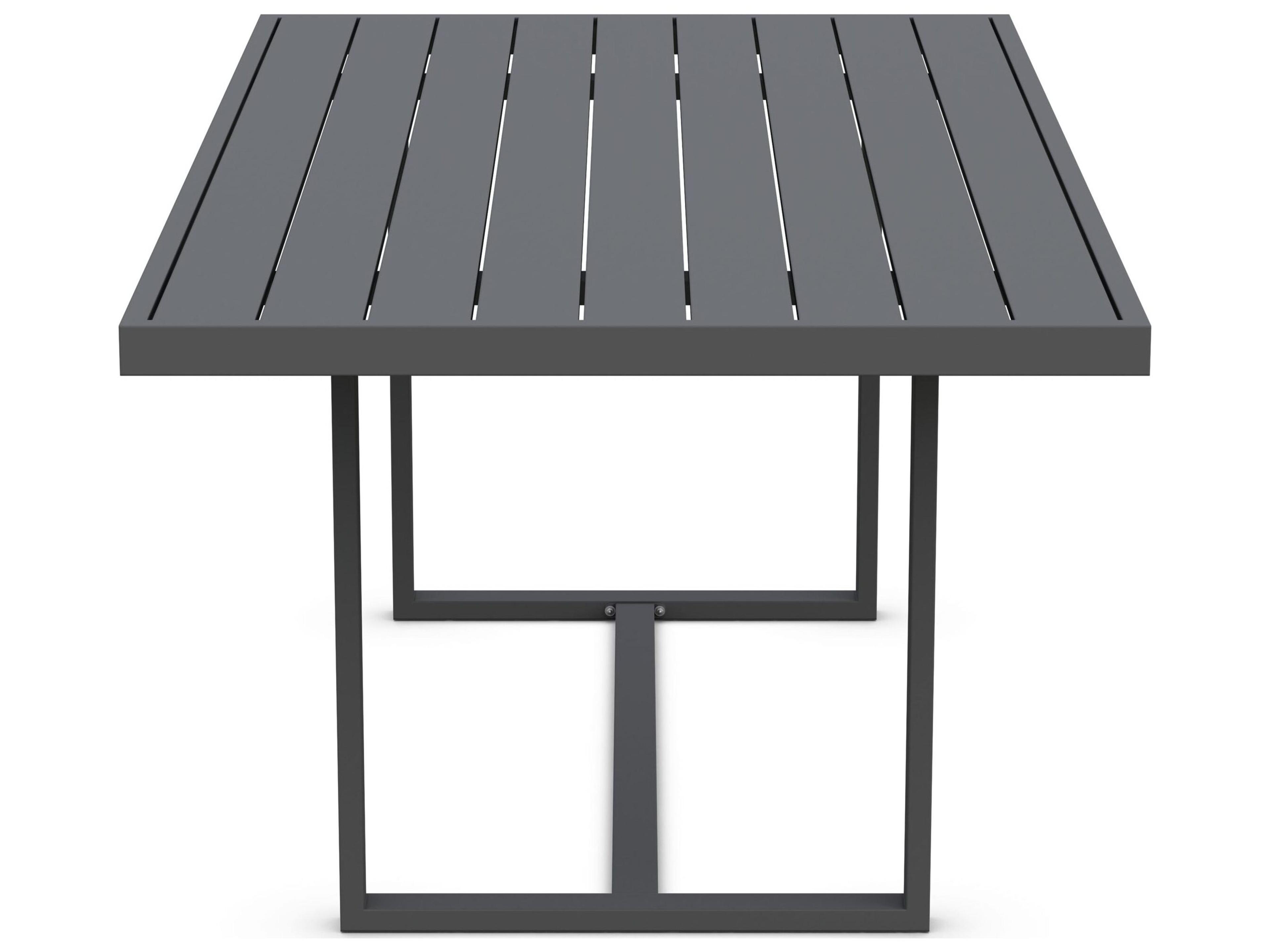 Azzurro Living Pavia Matte Charcoal Aluminum Rectangular Outdoor Dining Table
