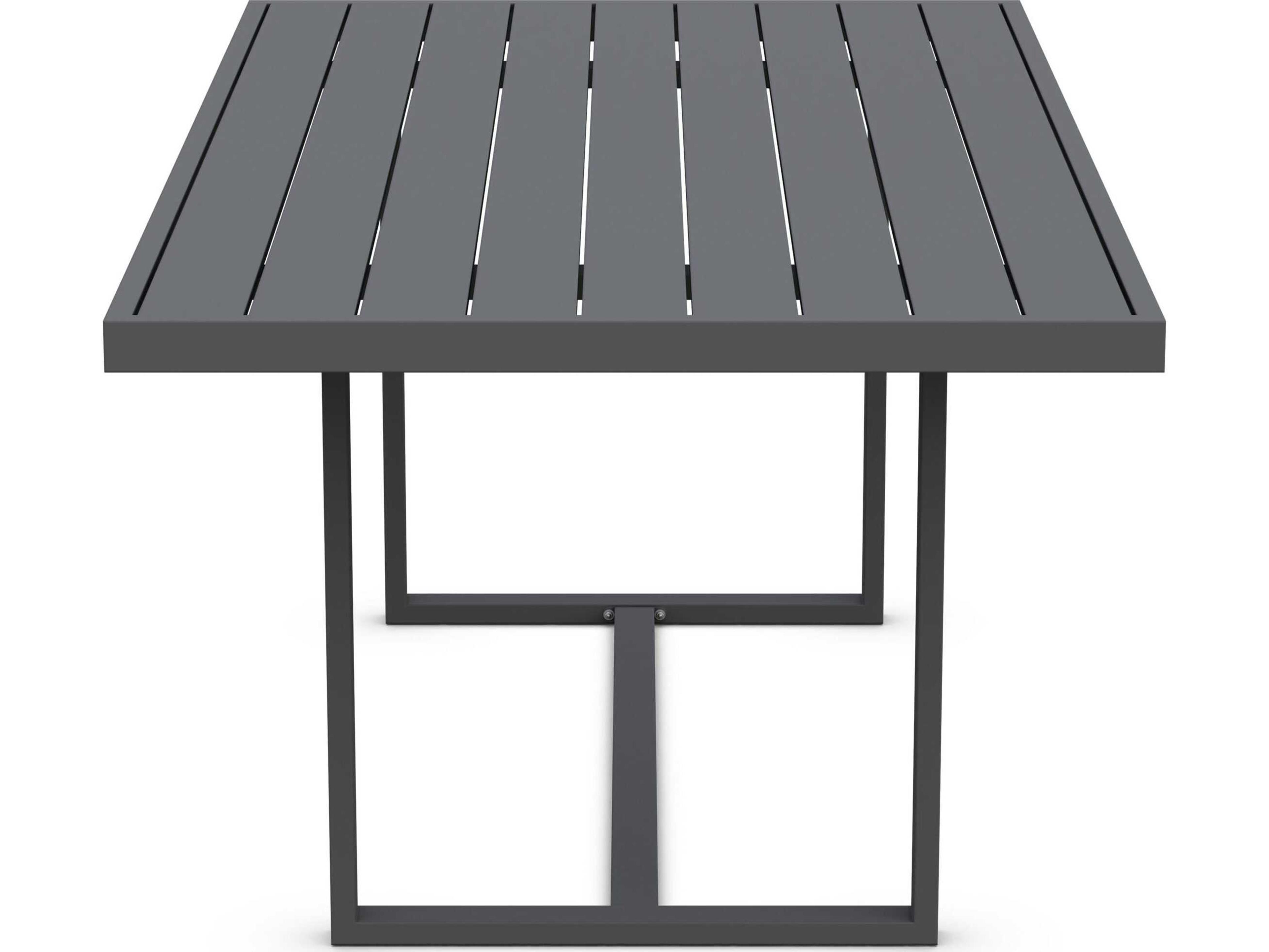 Azzurro Living Pavia Matte Charcoal Aluminum Rectangular Dining Table