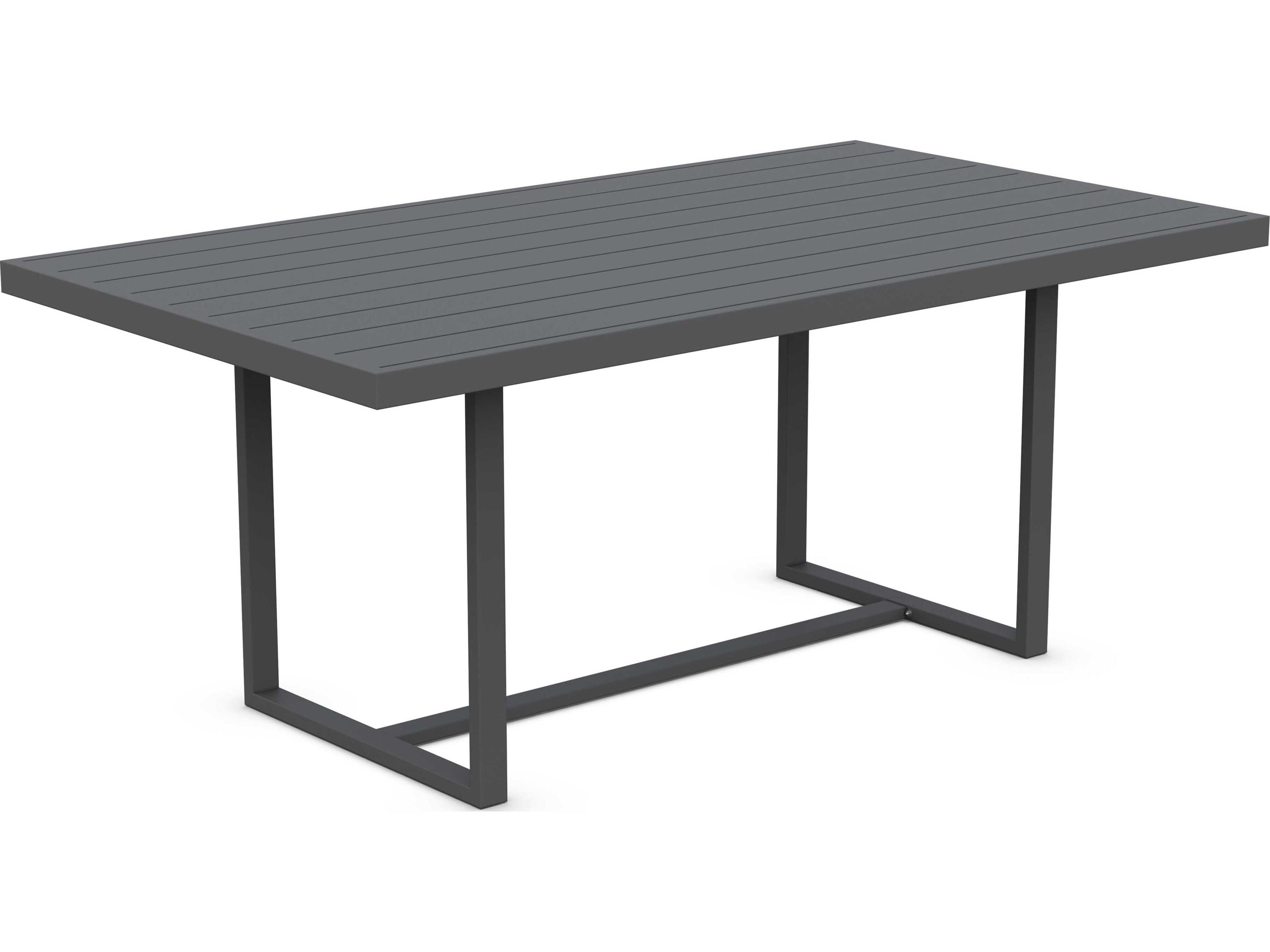 Azzurro Living Pavia Matte Charcoal Aluminum Rectangular Dining Table