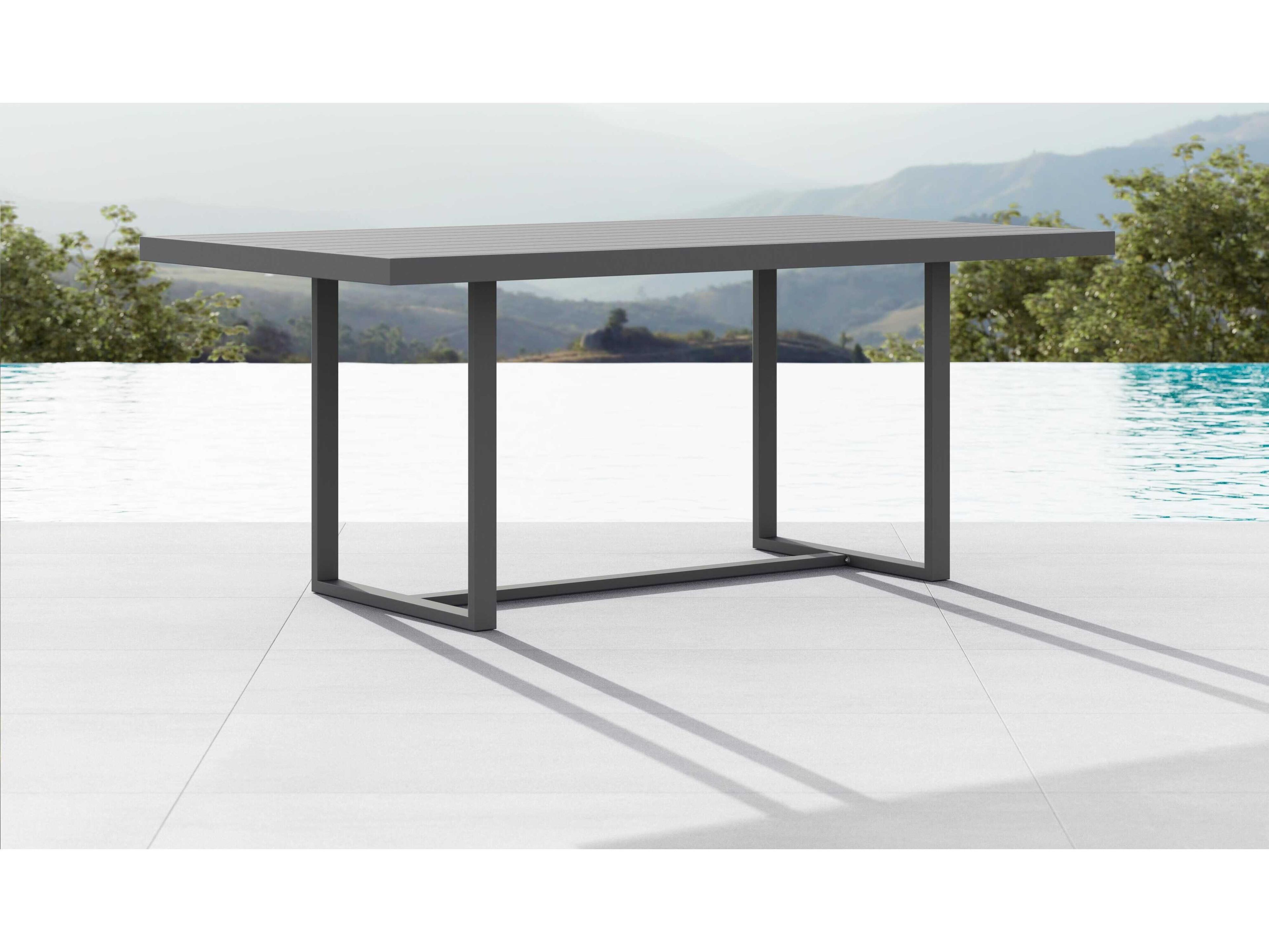 Azzurro Living Pavia Matte Charcoal Aluminum Rectangular Dining Table