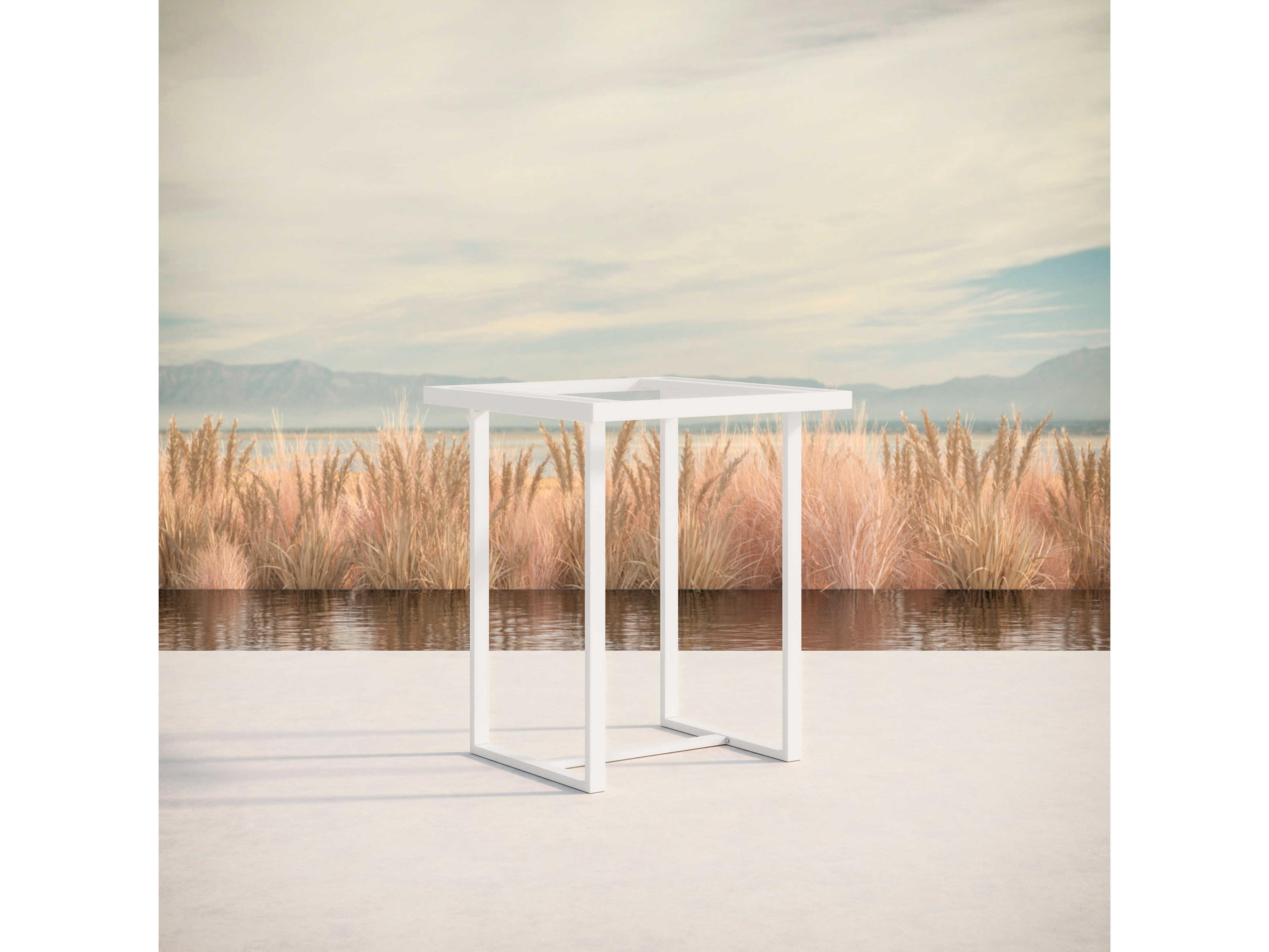 Azzurro Living Pavia Matte White Aluminum Square Bar Table