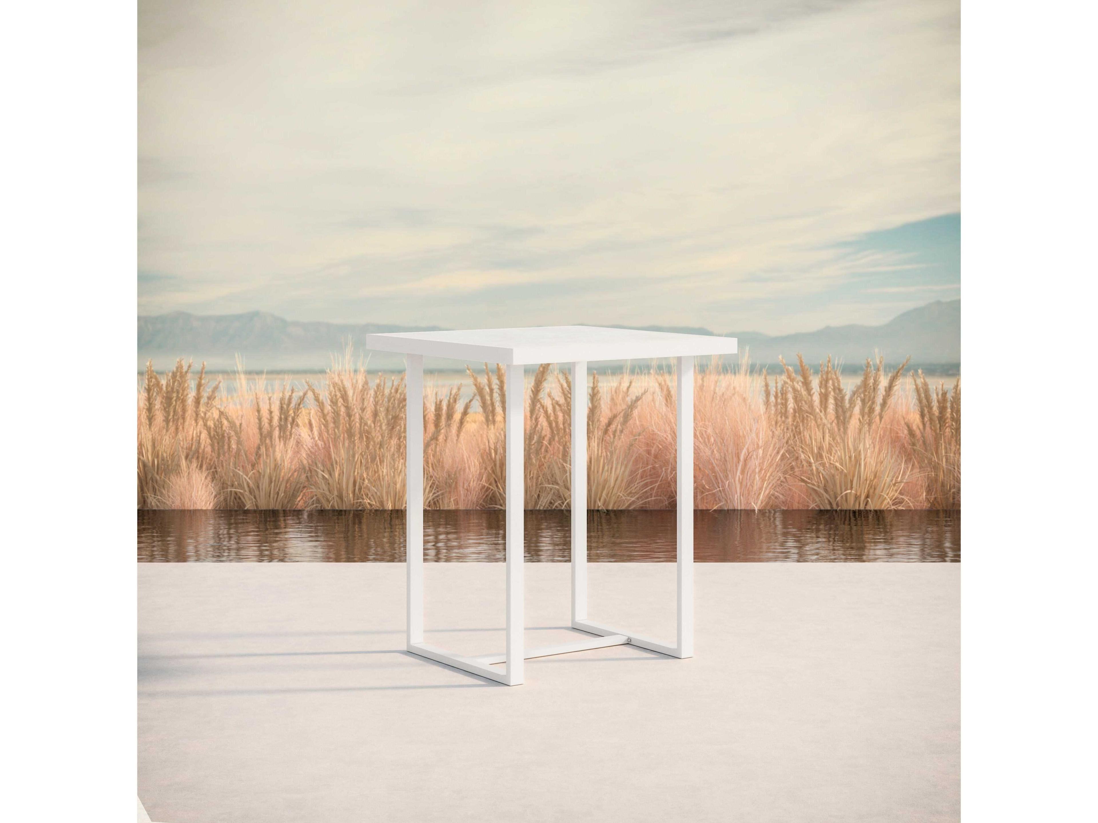 Azzurro Living Pavia Matte White Aluminum Square Bar Table