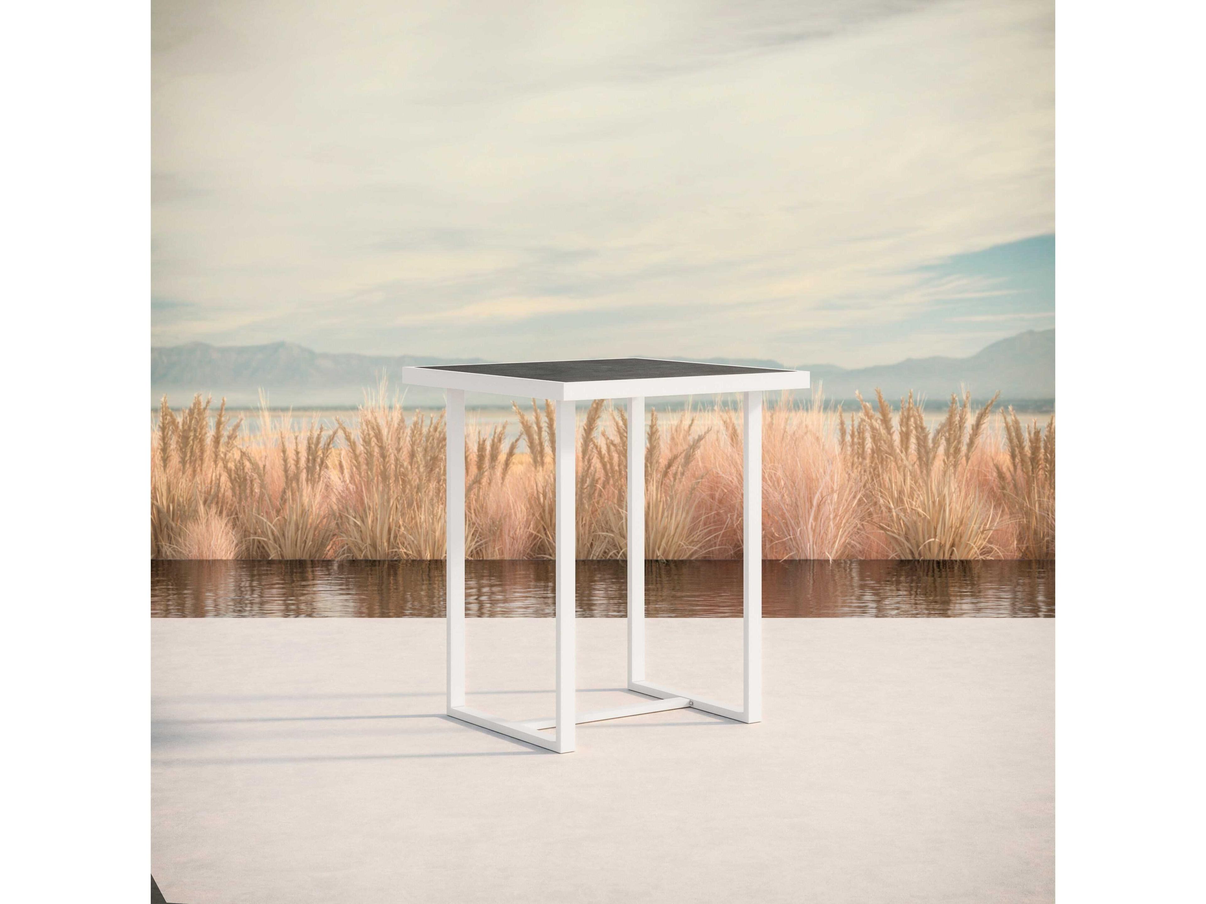 Azzurro Living Pavia Matte White Aluminum Square Bar Table