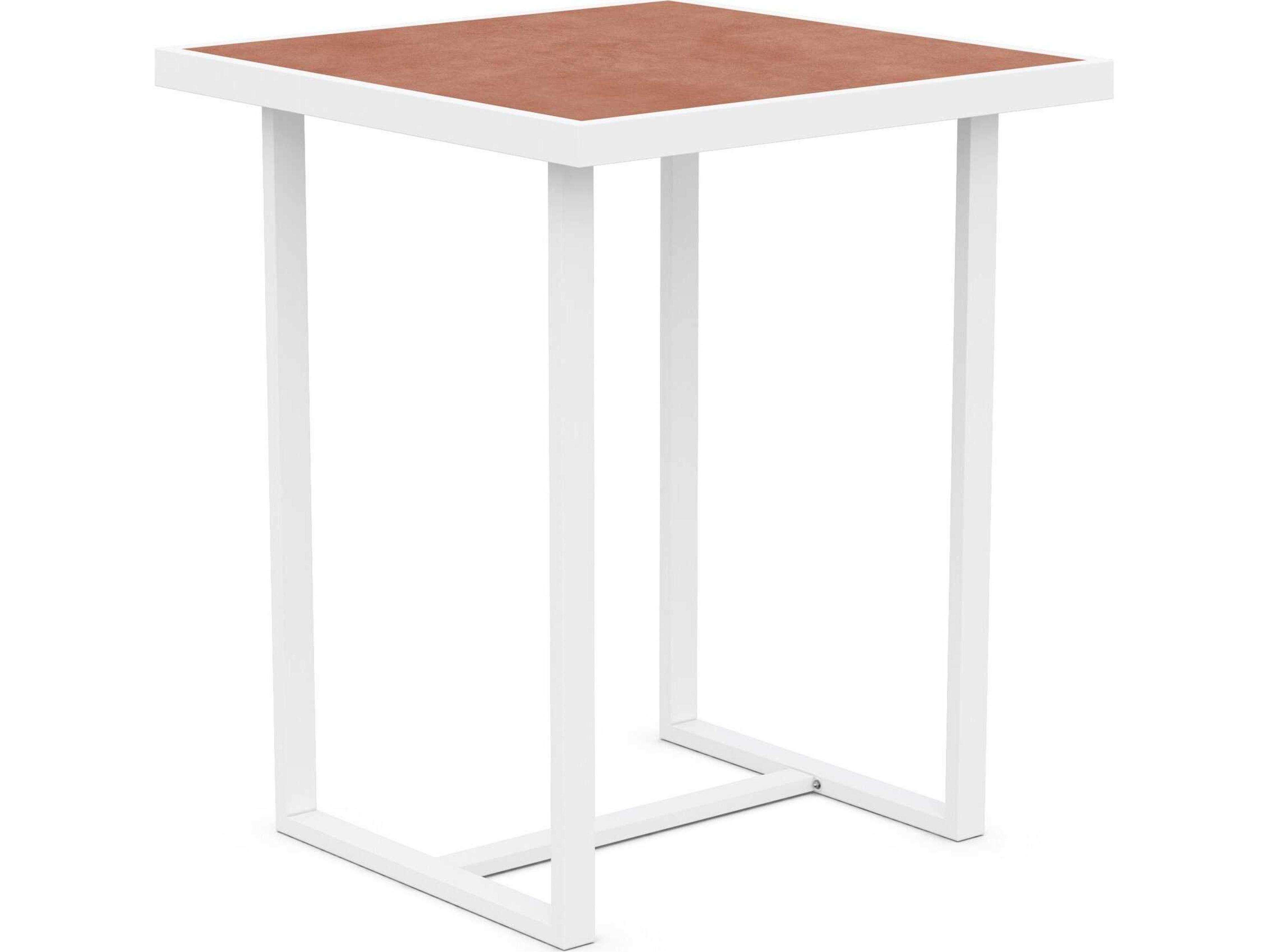 Azzurro Living Pavia Matte White Aluminum Square Bar Table