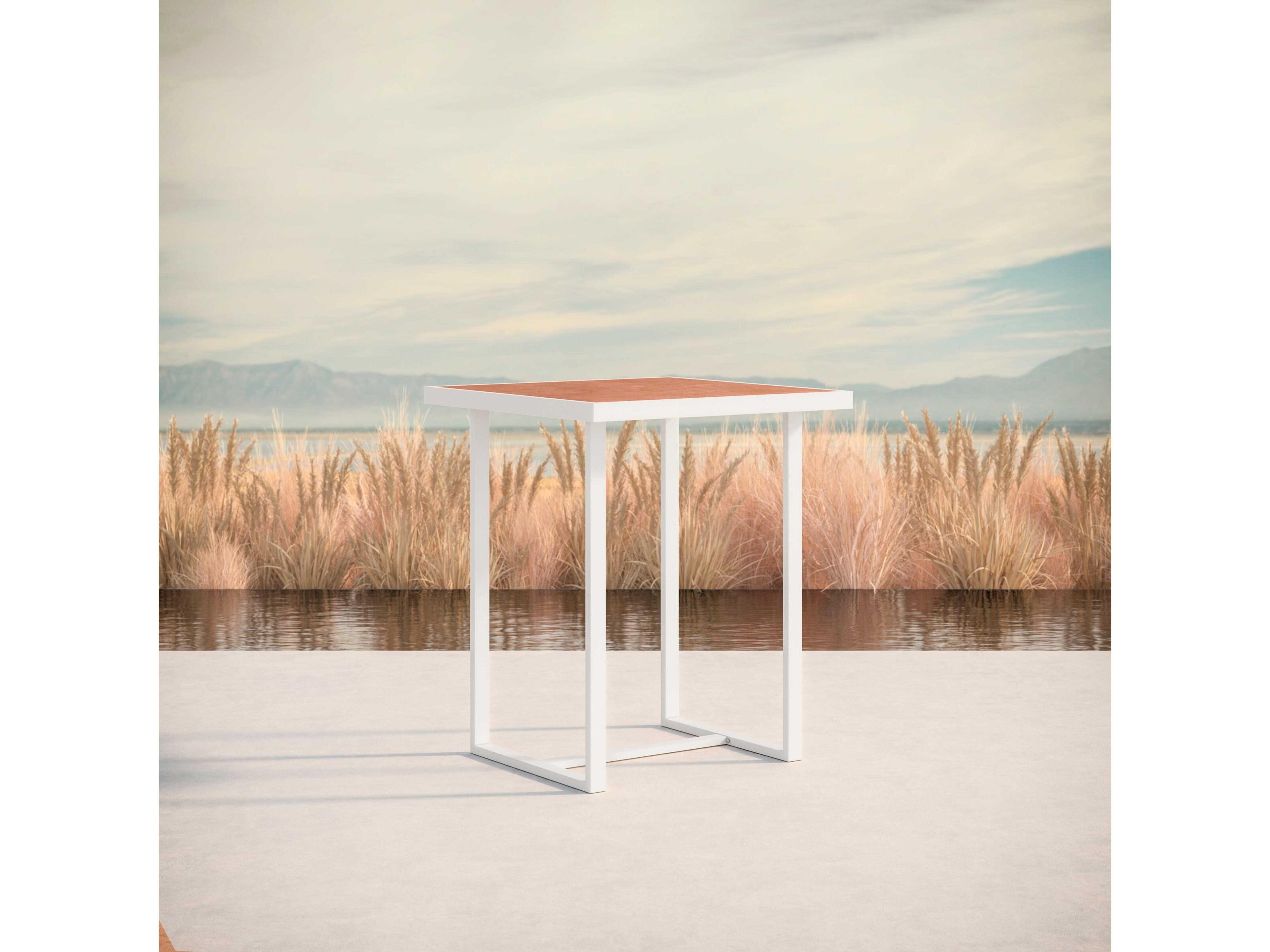 Azzurro Living Pavia Matte White Aluminum Square Bar Table
