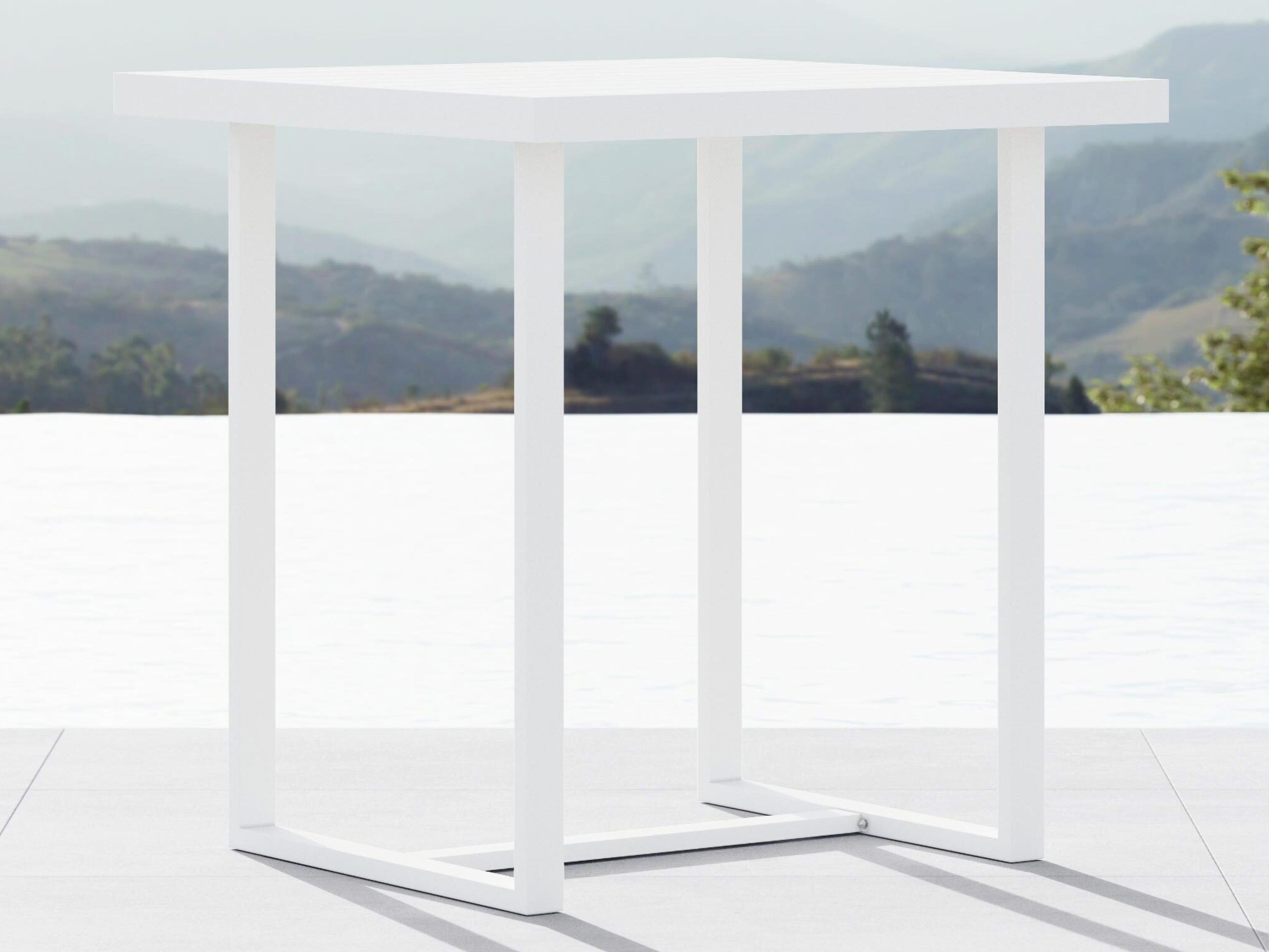 Azzurro Living Pavia Matte White Aluminum Square Patio Counter Table