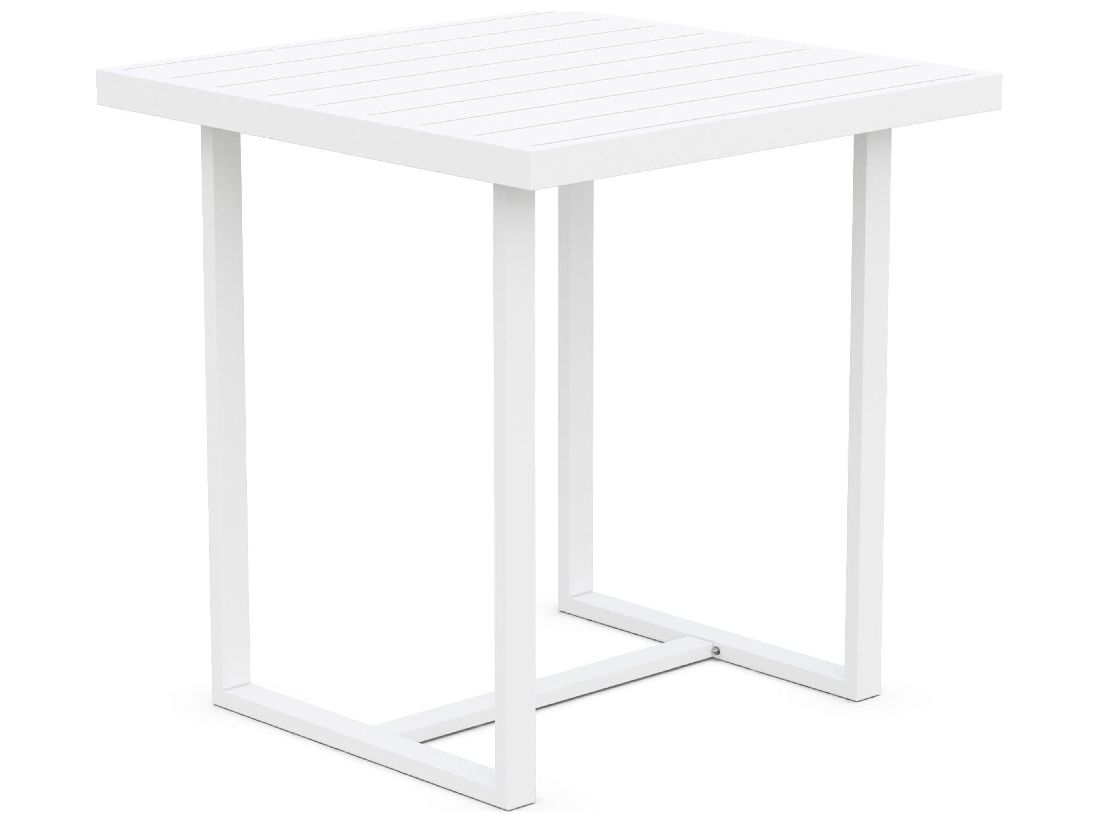 Azzurro Living Pavia Matte White Aluminum Square Patio Counter Table
