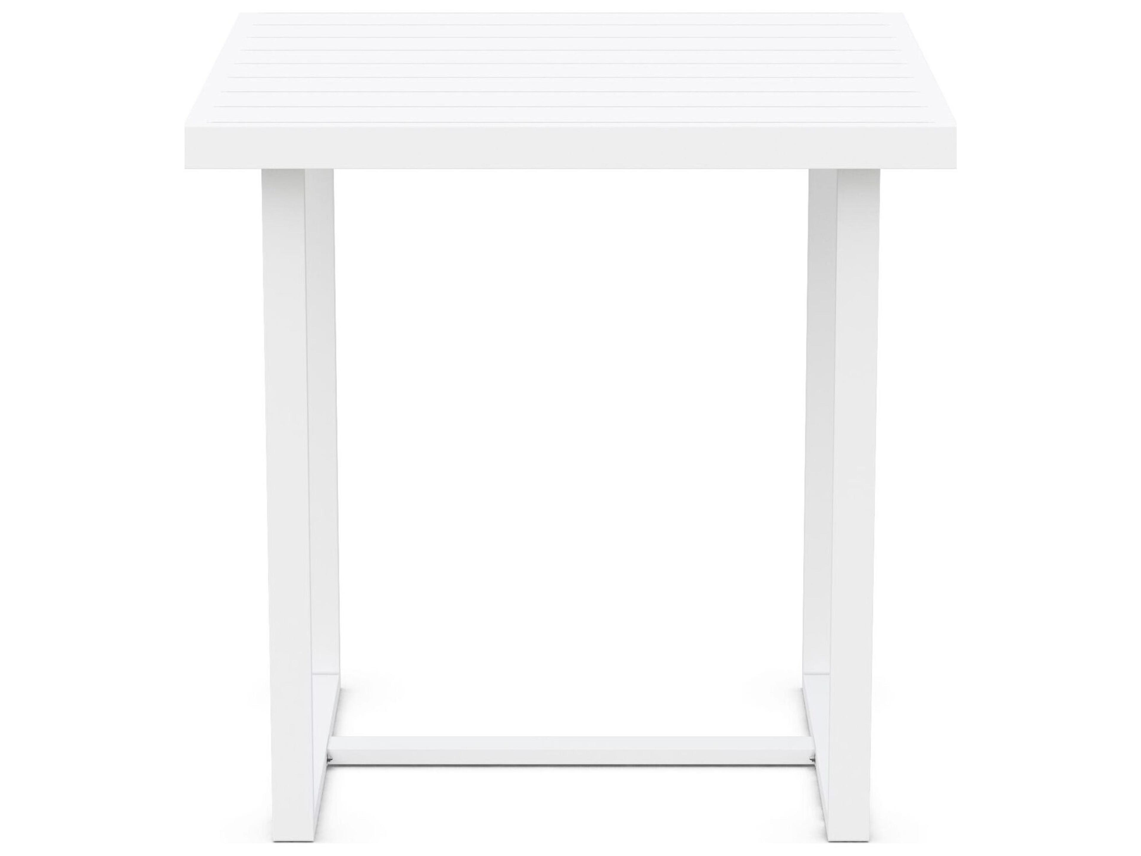 Azzurro Living Pavia Matte White Aluminum Square Patio Counter Table