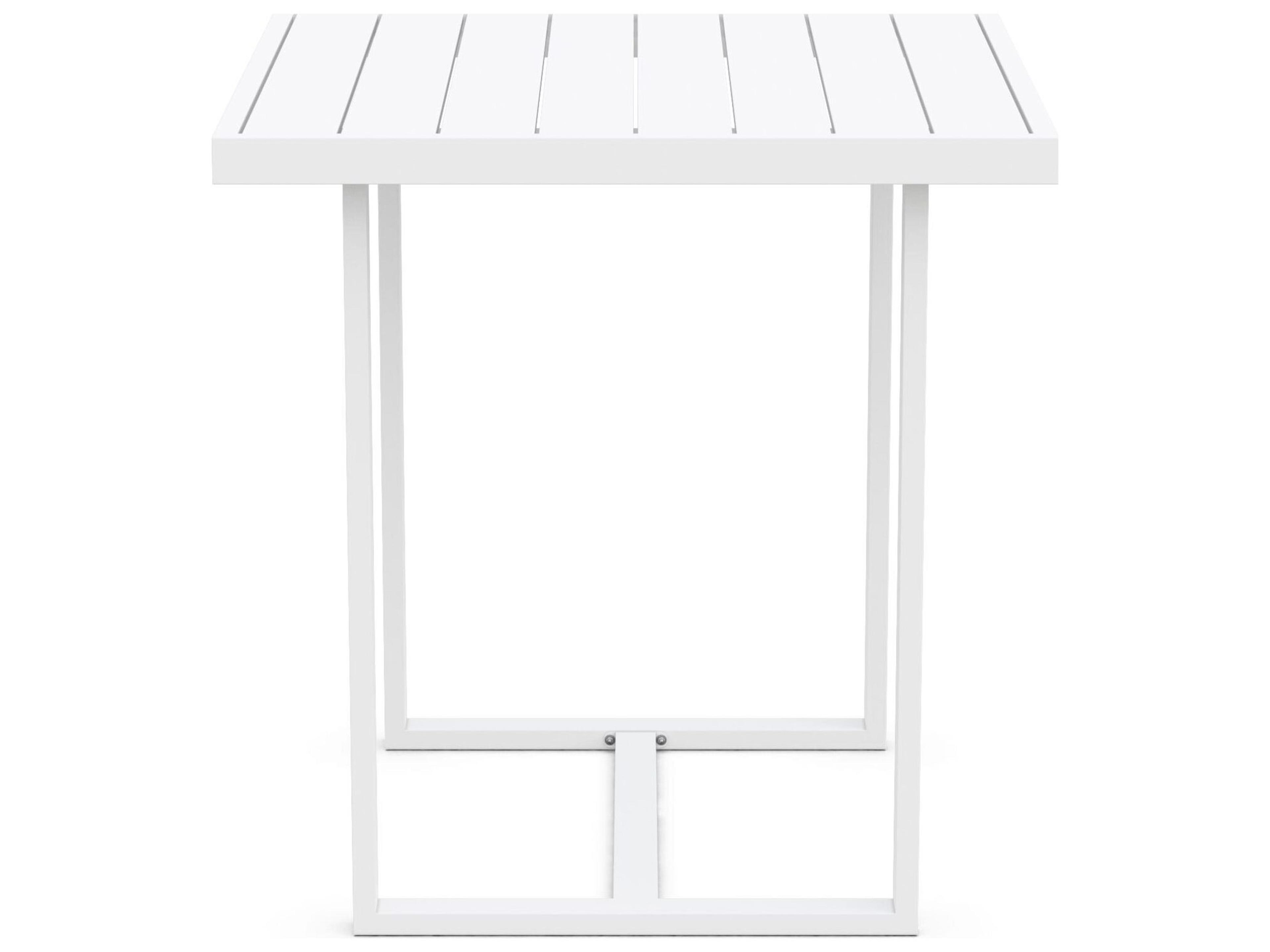 Azzurro Living Pavia Matte White Aluminum Square Patio Counter Table