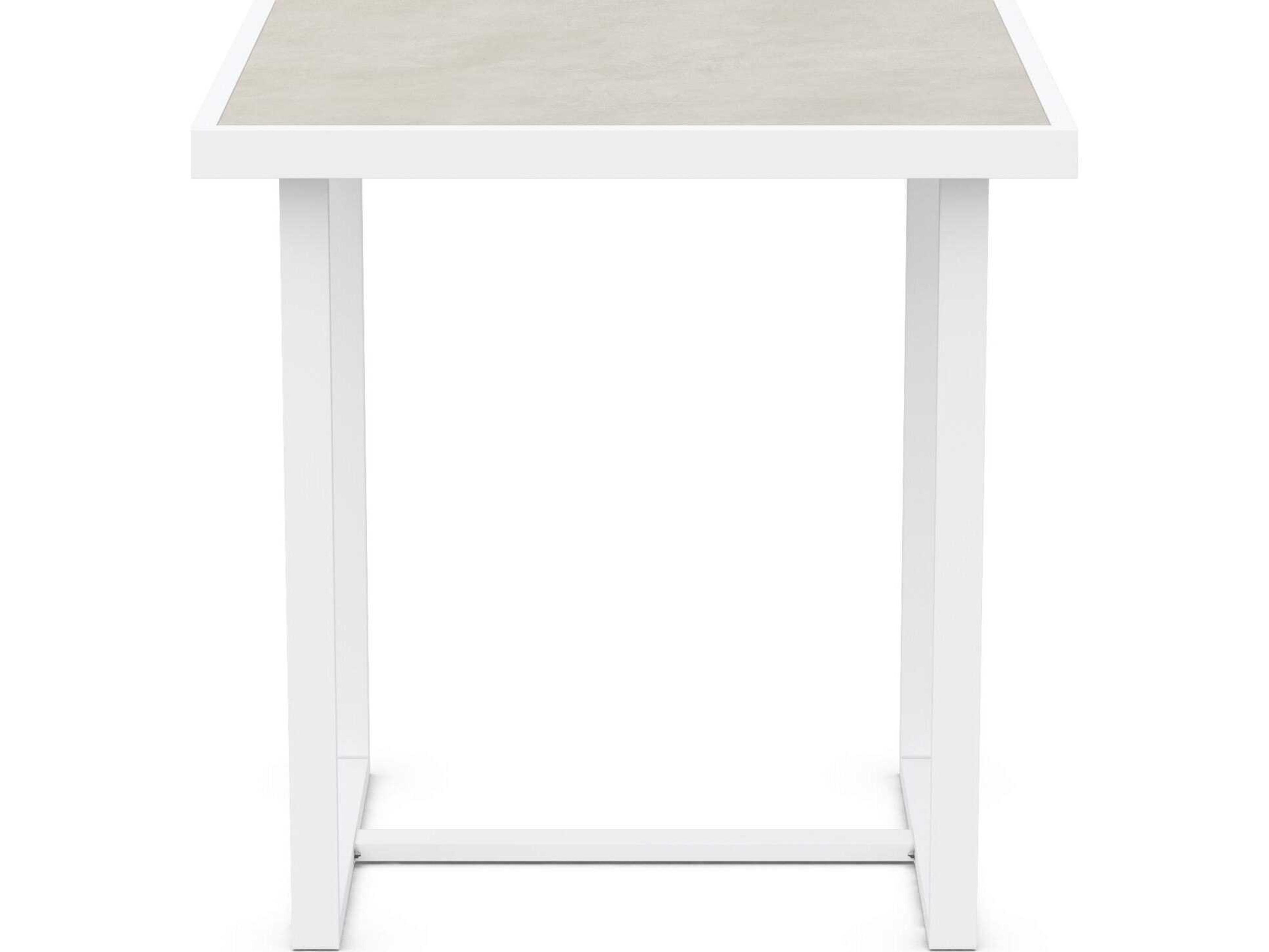 Azzurro Living Pavia Matte White Aluminum Square Counter Table