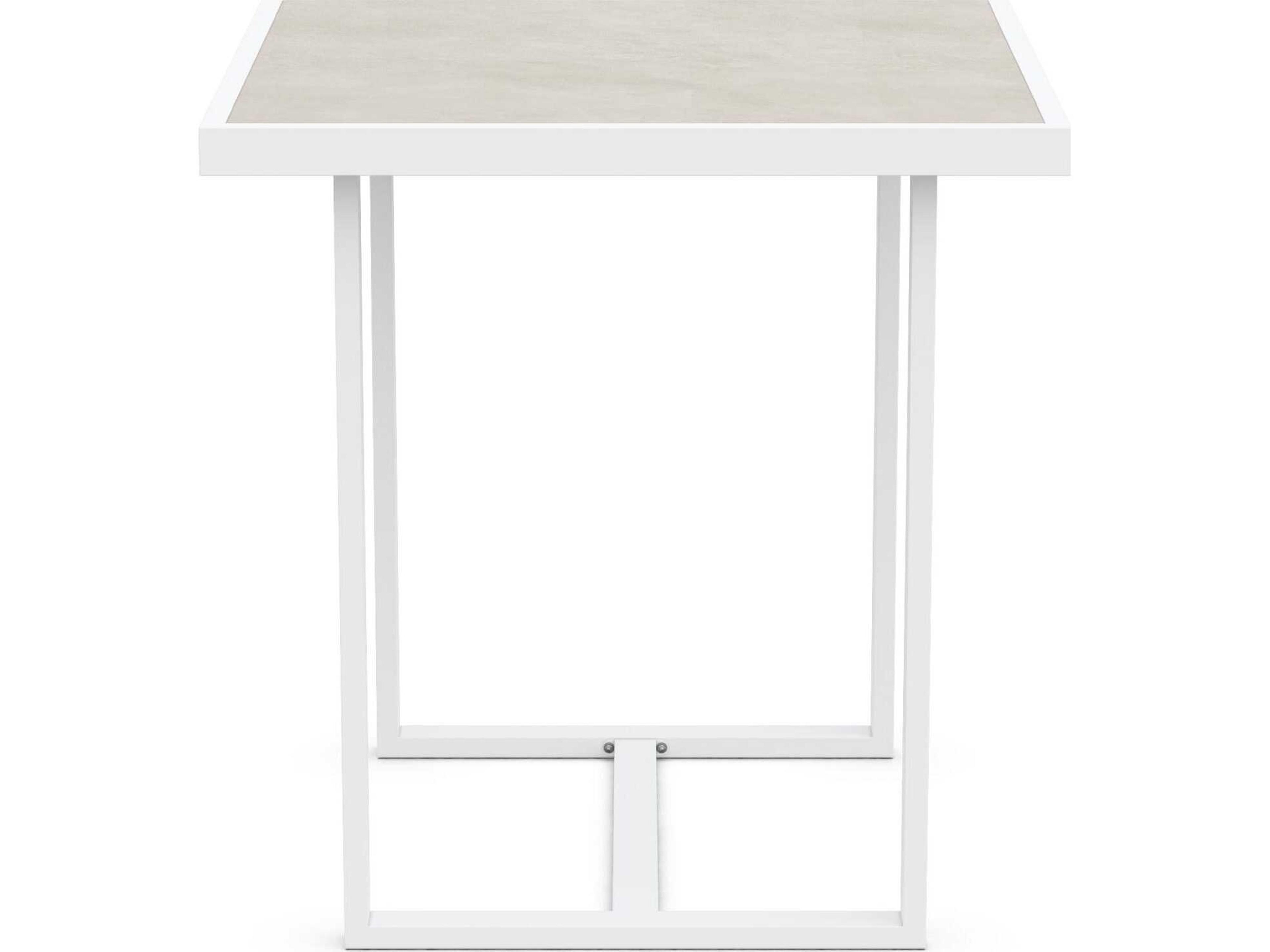 Azzurro Living Pavia Matte White Aluminum Square Counter Table
