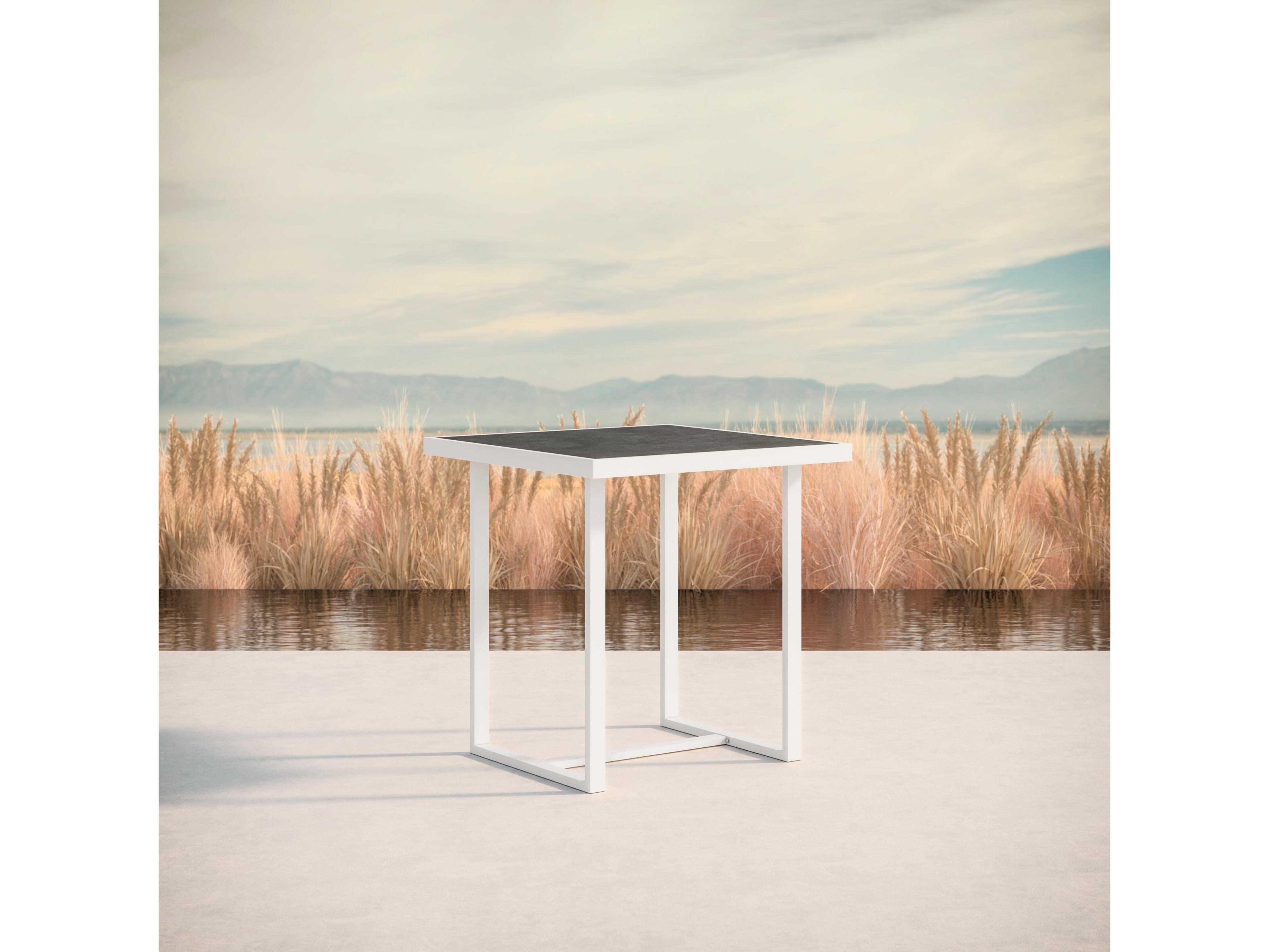 Azzurro Living Pavia Matte White Aluminum Square Counter Table