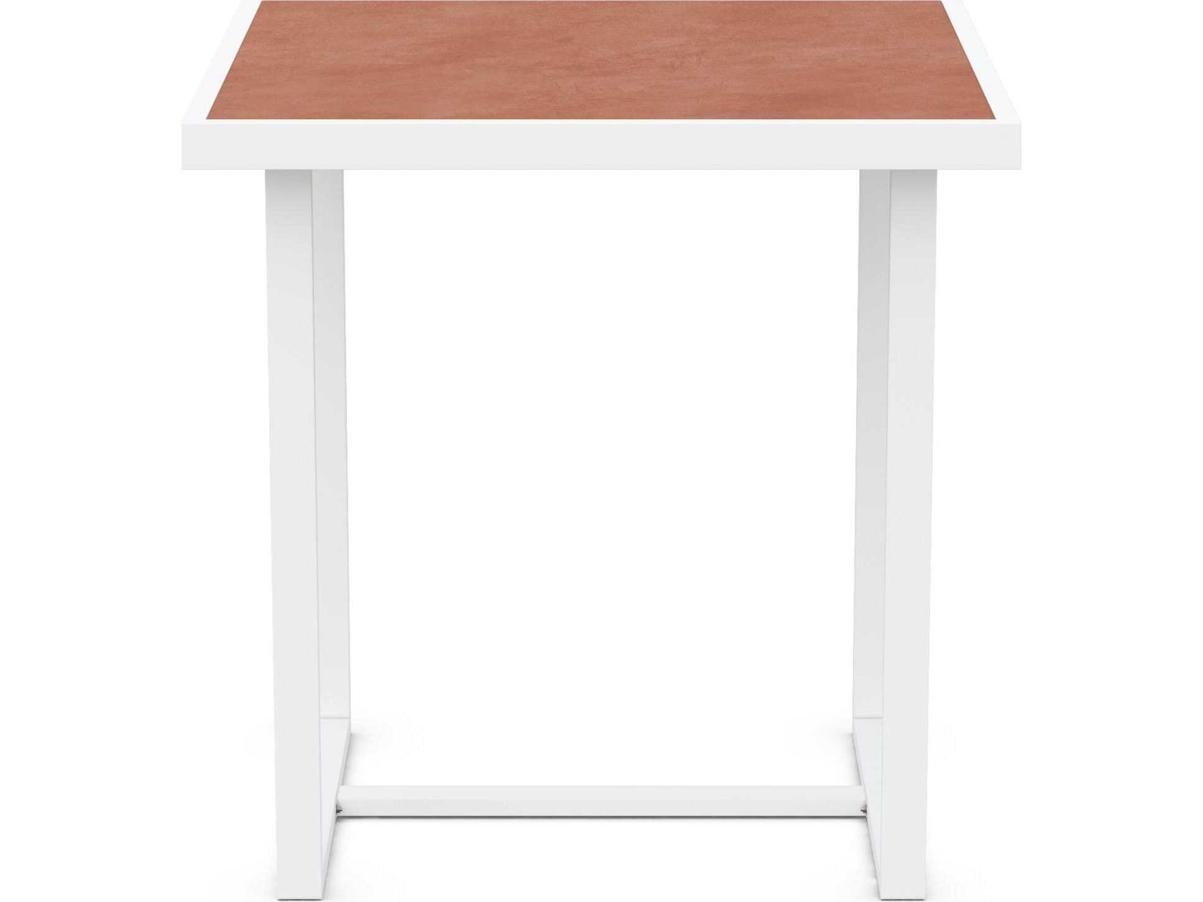 Azzurro Living Pavia Matte White Aluminum Square Counter Table