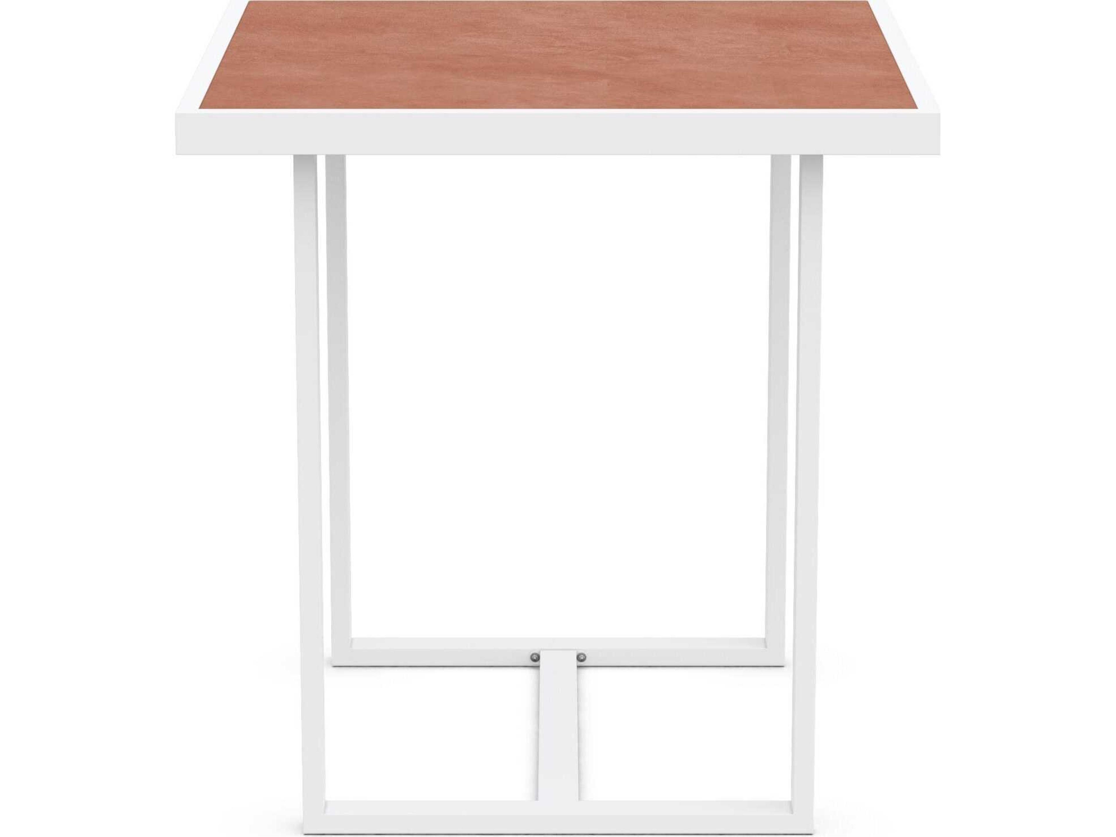 Azzurro Living Pavia Matte White Aluminum Square Counter Table