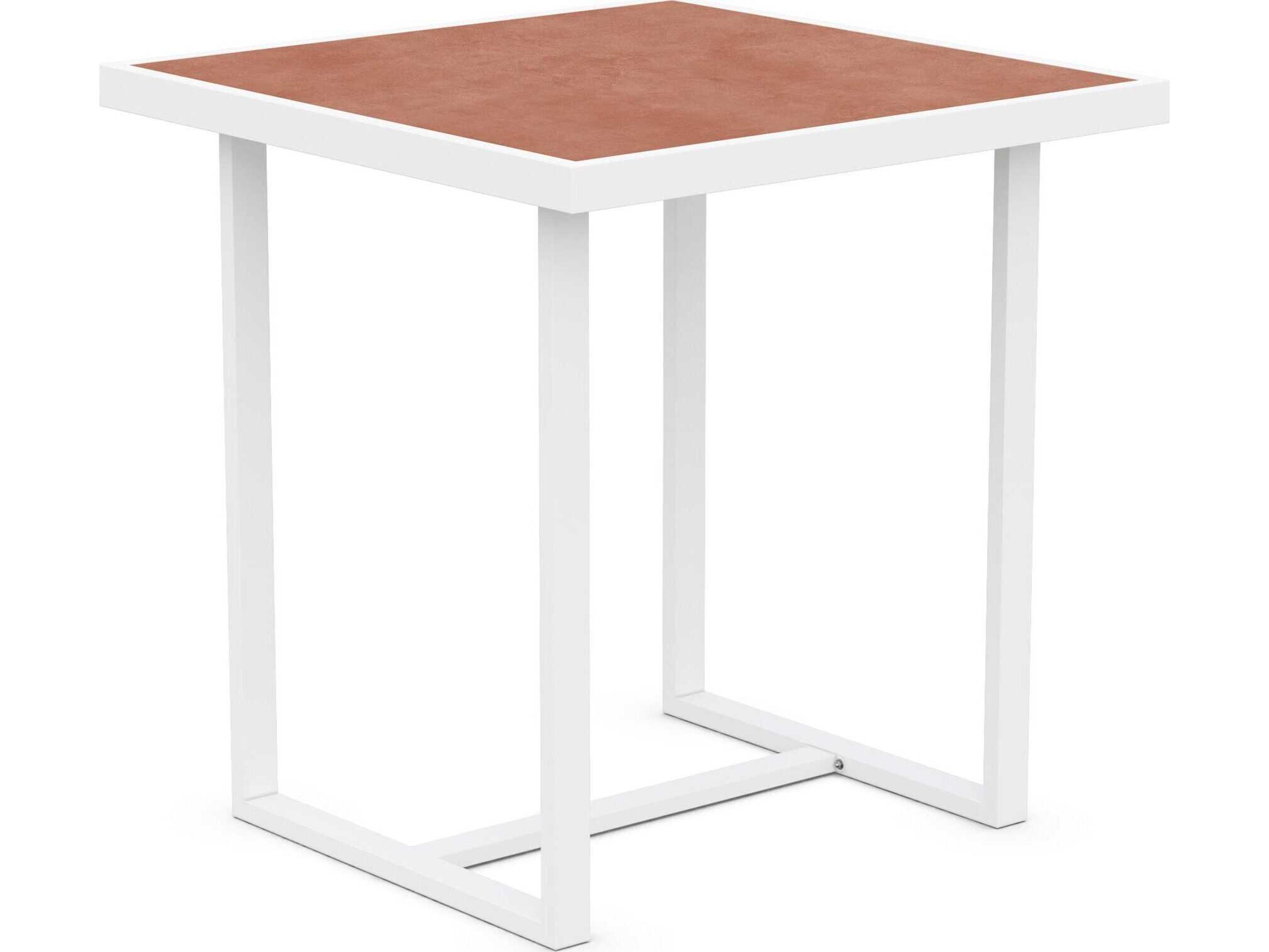 Azzurro Living Pavia Matte White Aluminum Square Counter Table