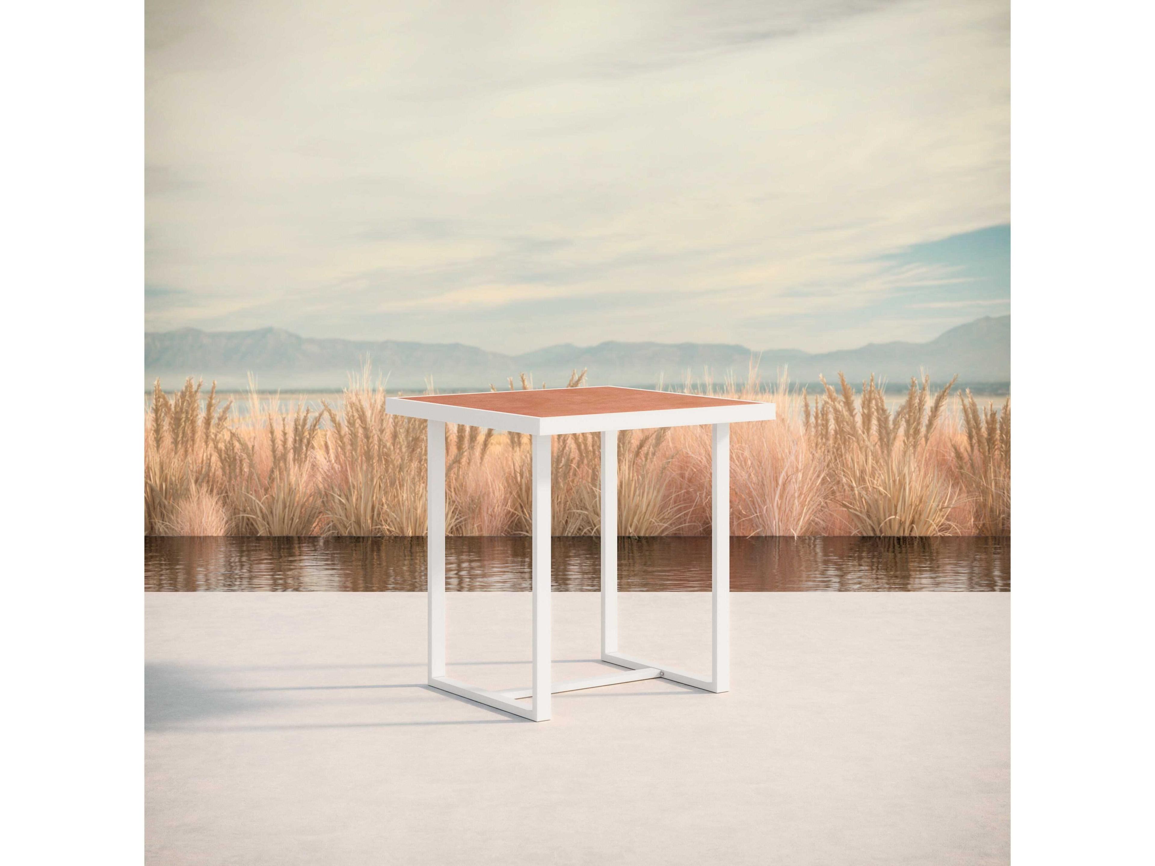 Azzurro Living Pavia Matte White Aluminum Square Counter Table