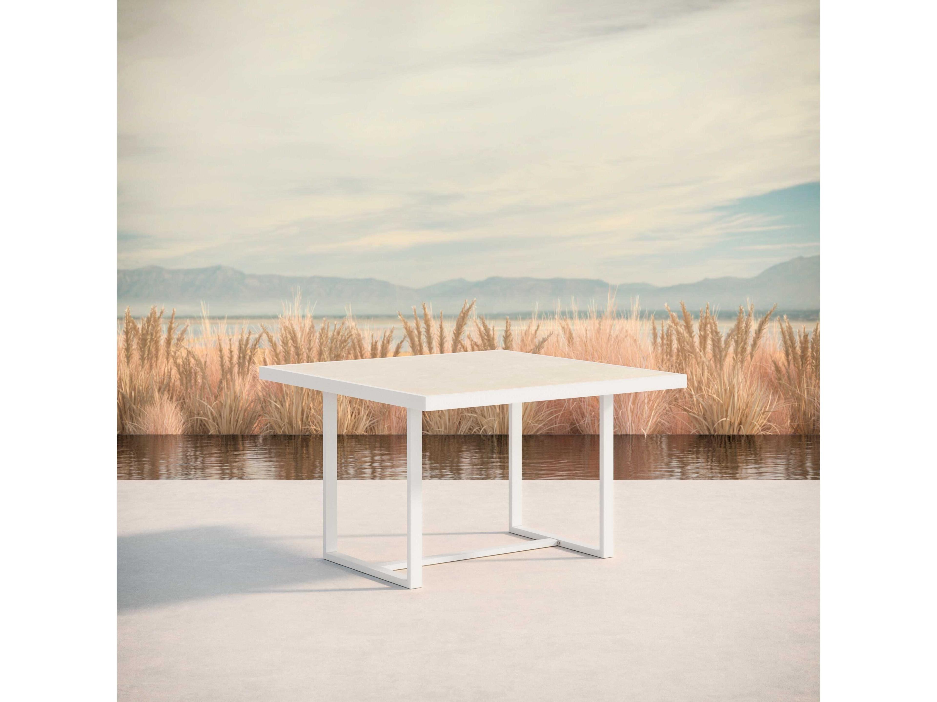 Azzurro Living Pavia Matte White Aluminum Square Dining Table