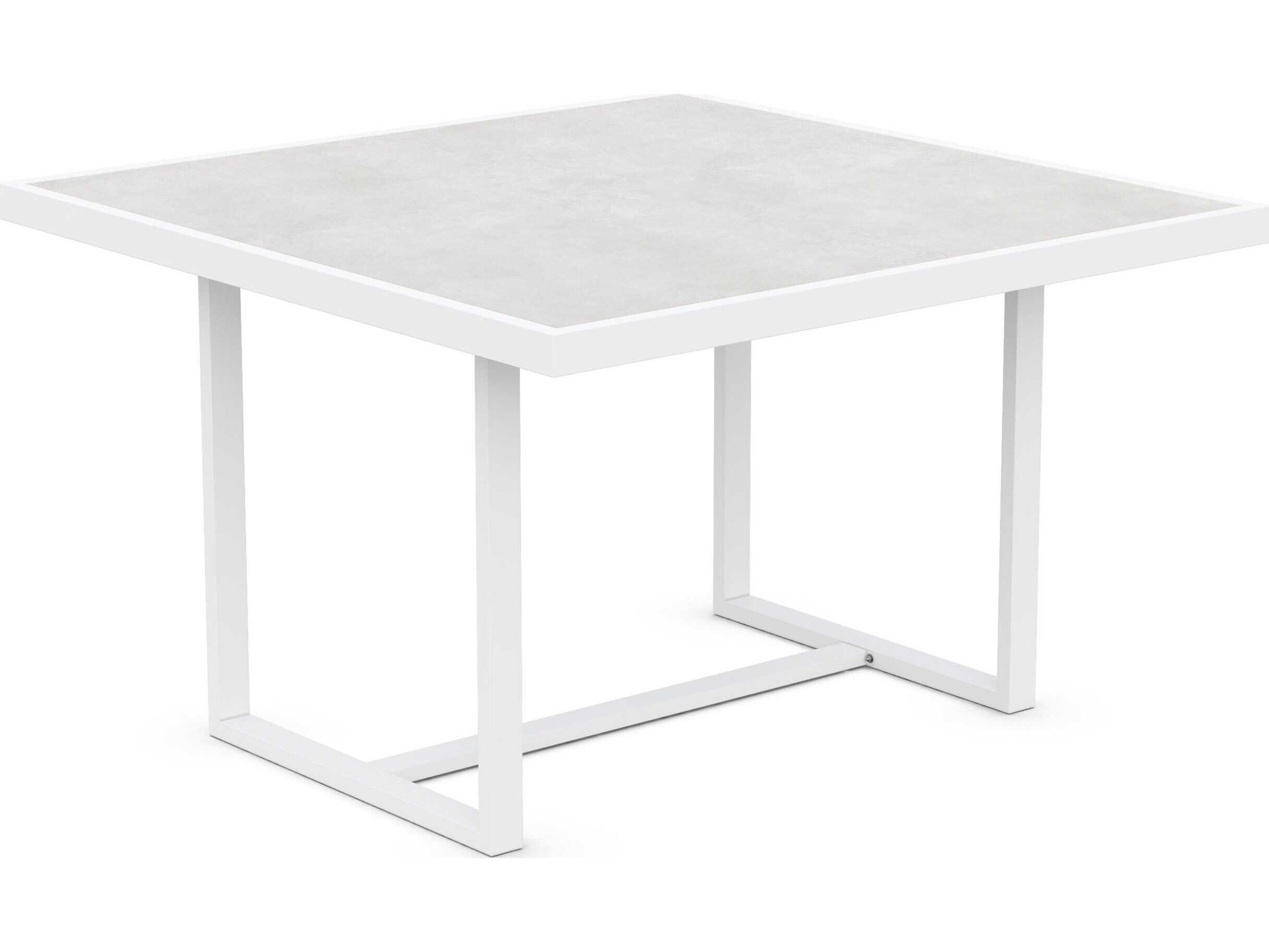 Azzurro Living Pavia Matte White Aluminum Square Dining Table