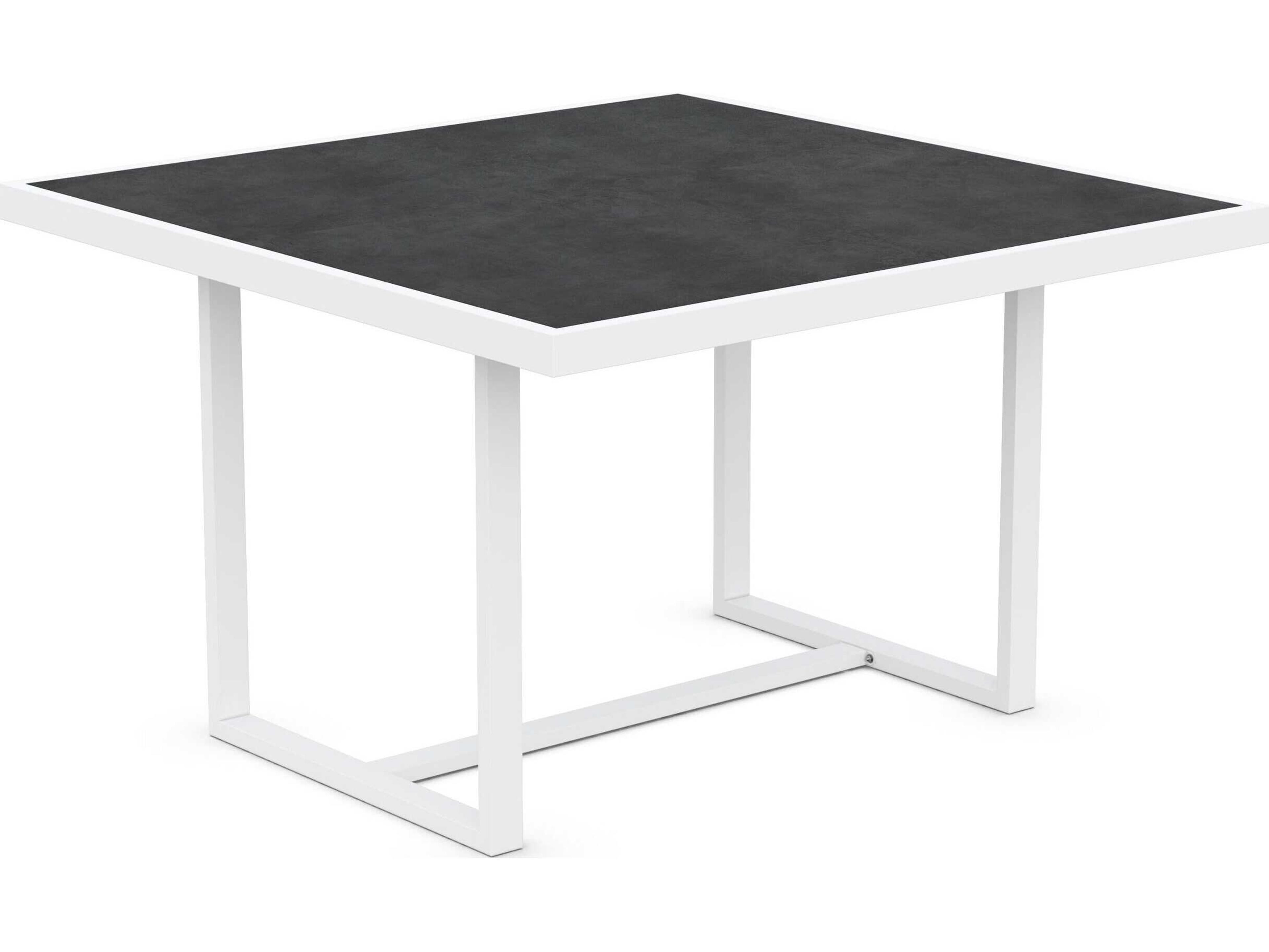 Azzurro Living Pavia Matte White Aluminum Square Dining Table