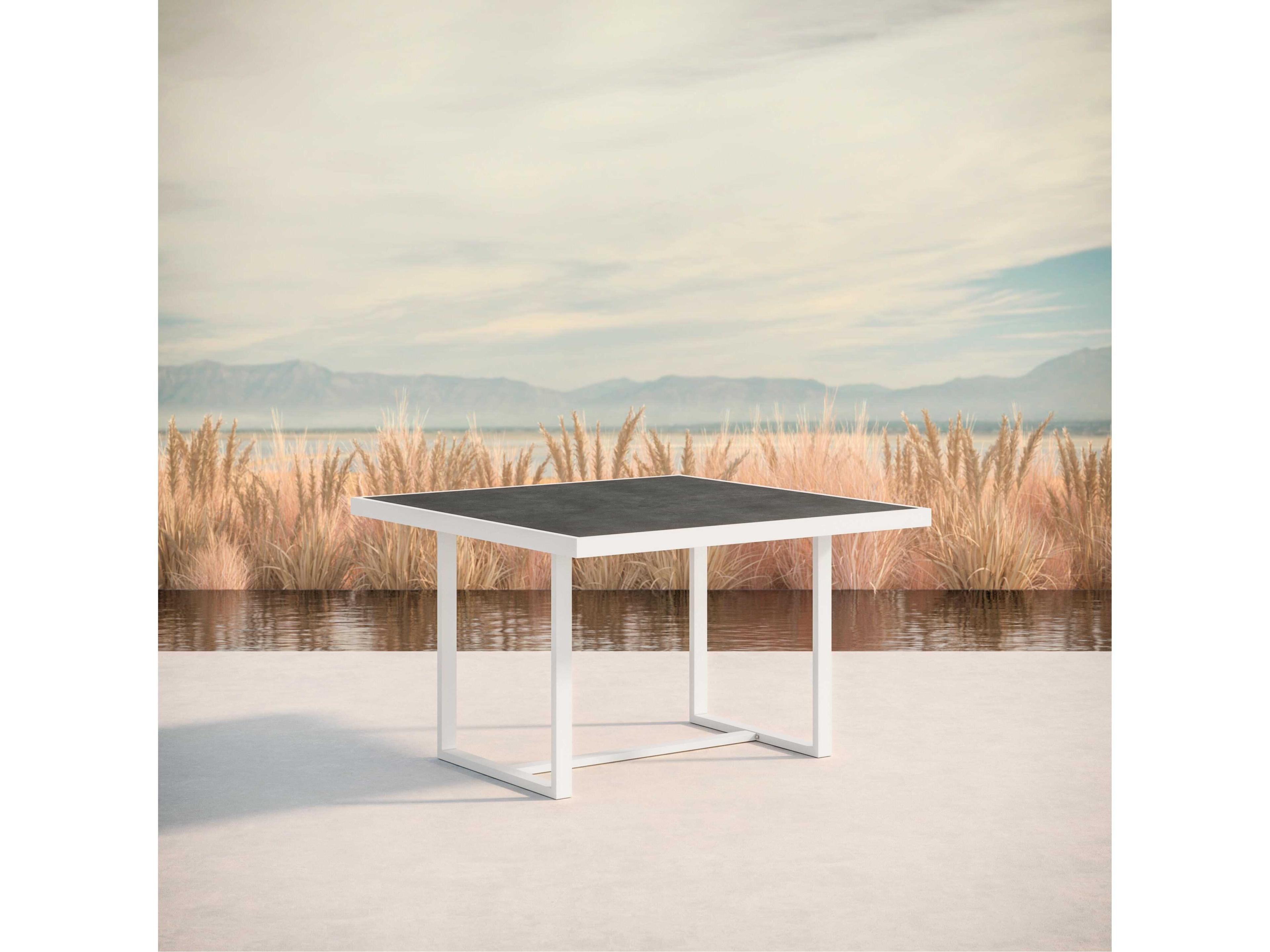 Azzurro Living Pavia Matte White Aluminum Square Dining Table