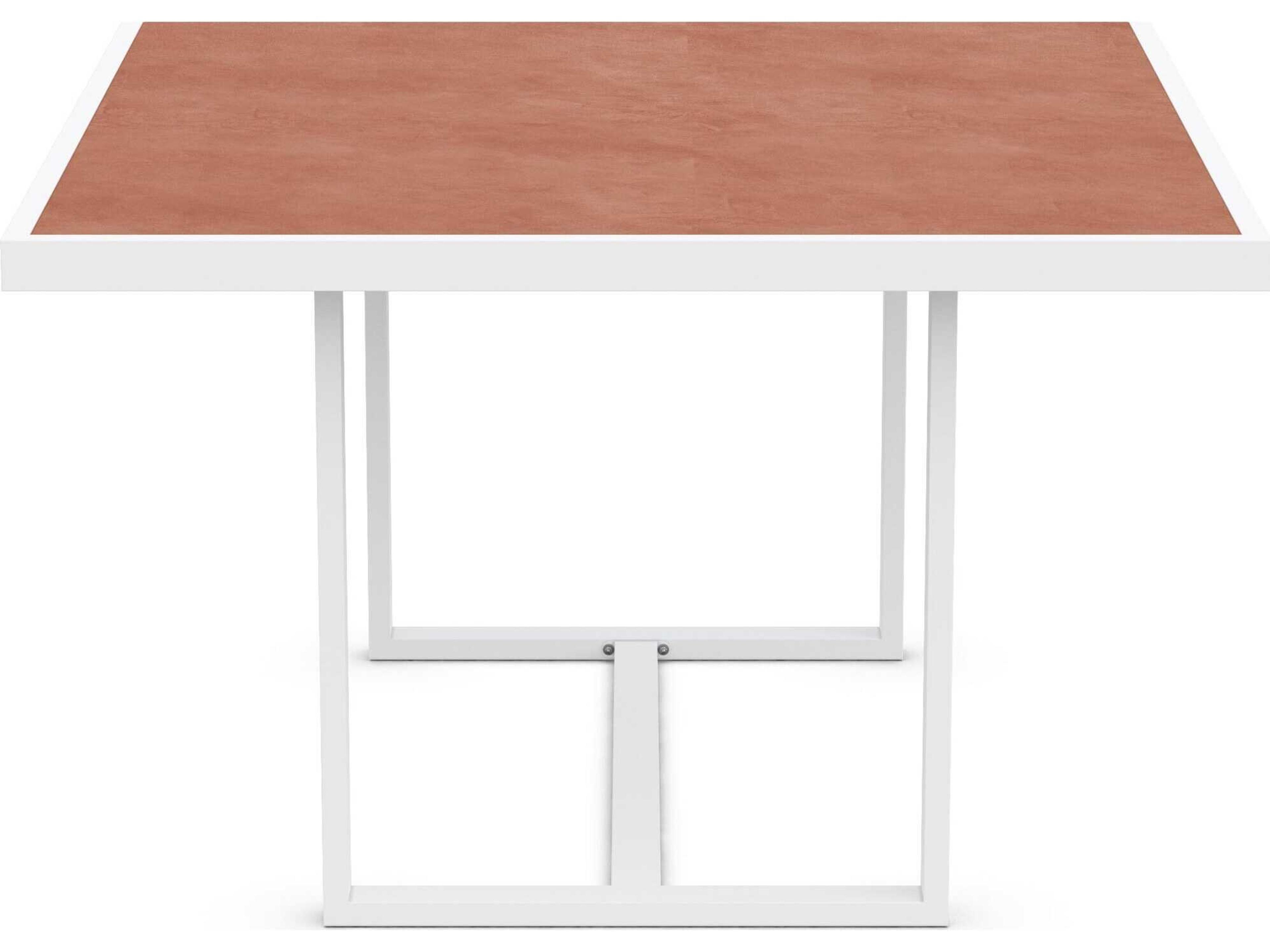 Azzurro Living Pavia Matte White Aluminum Square Dining Table