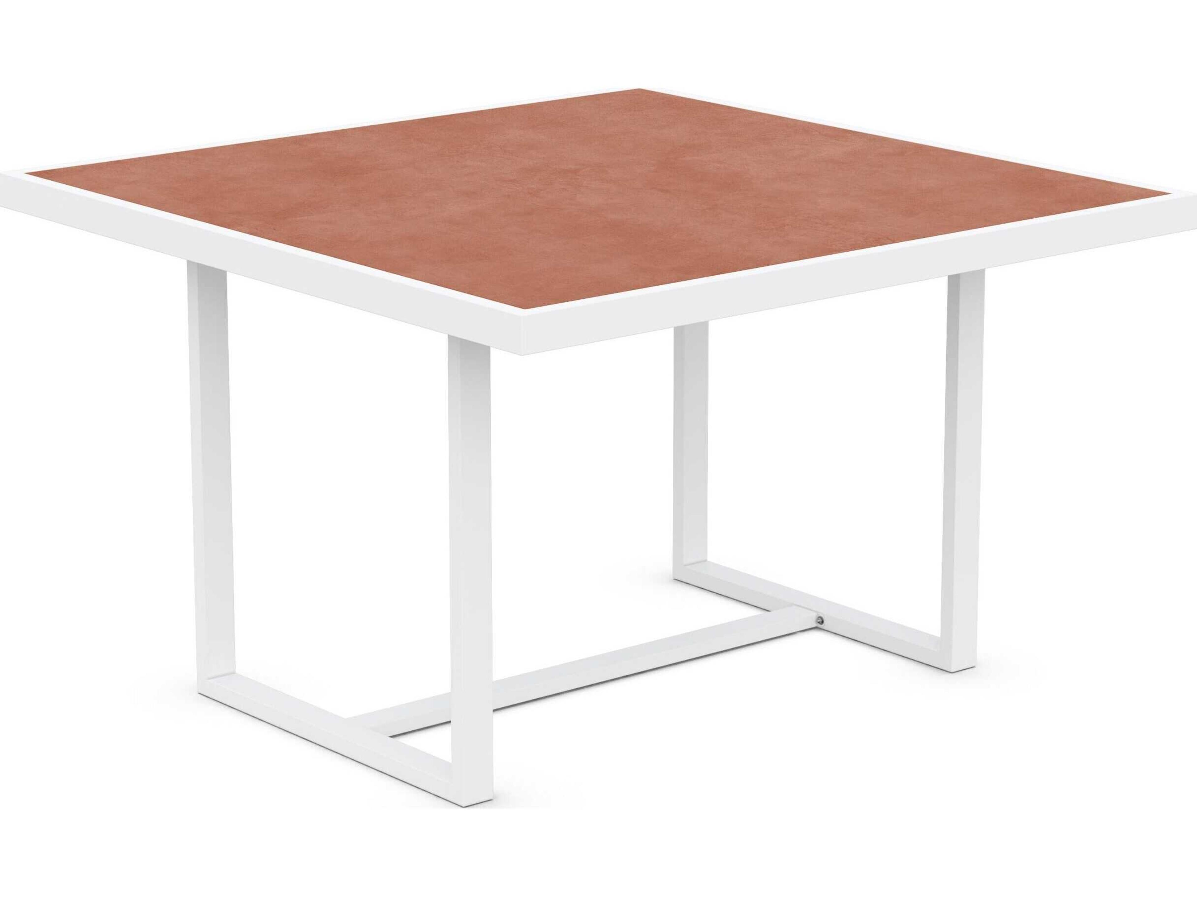 Azzurro Living Pavia Matte White Aluminum Square Dining Table
