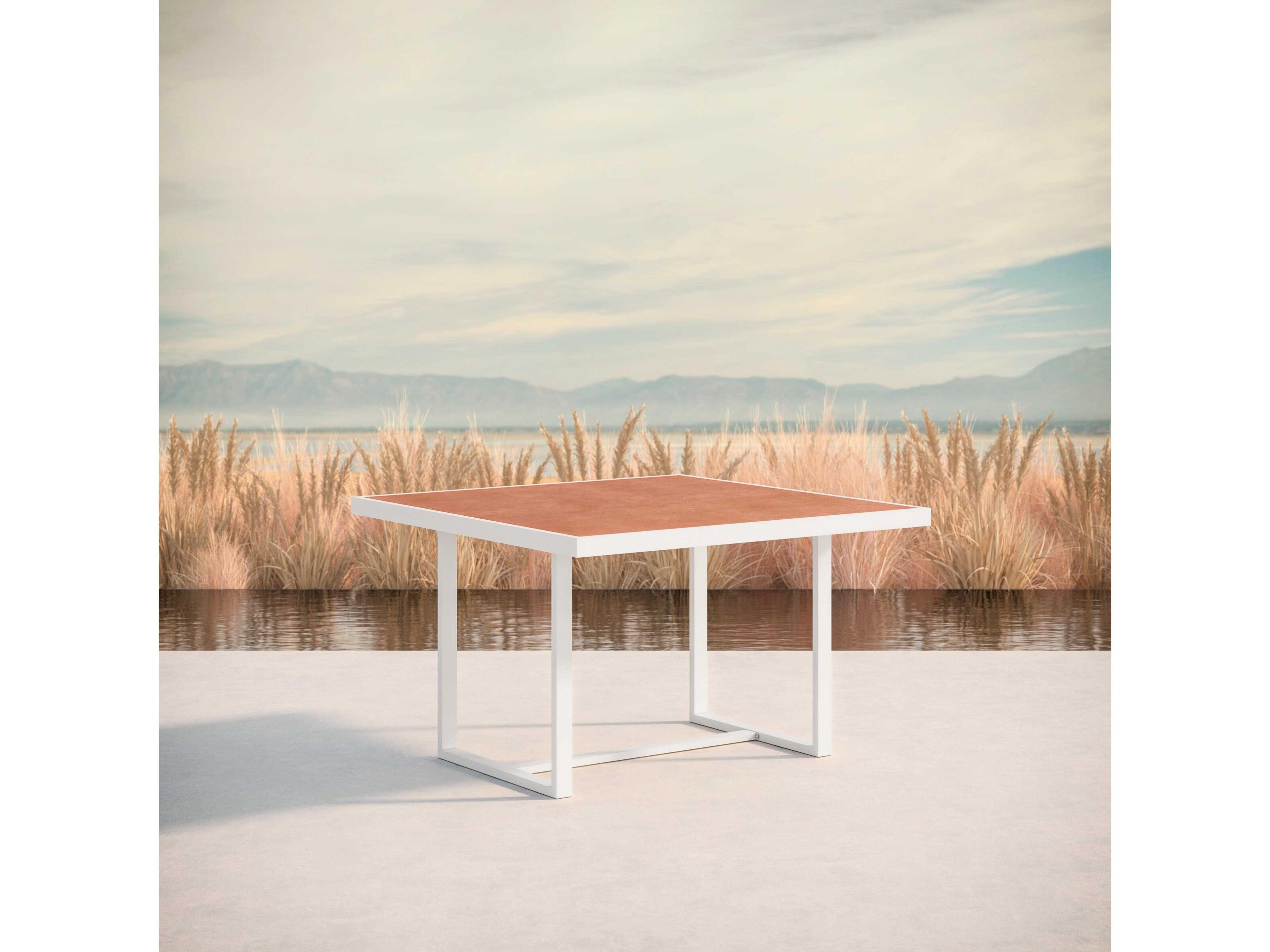 Azzurro Living Pavia Matte White Aluminum Square Dining Table