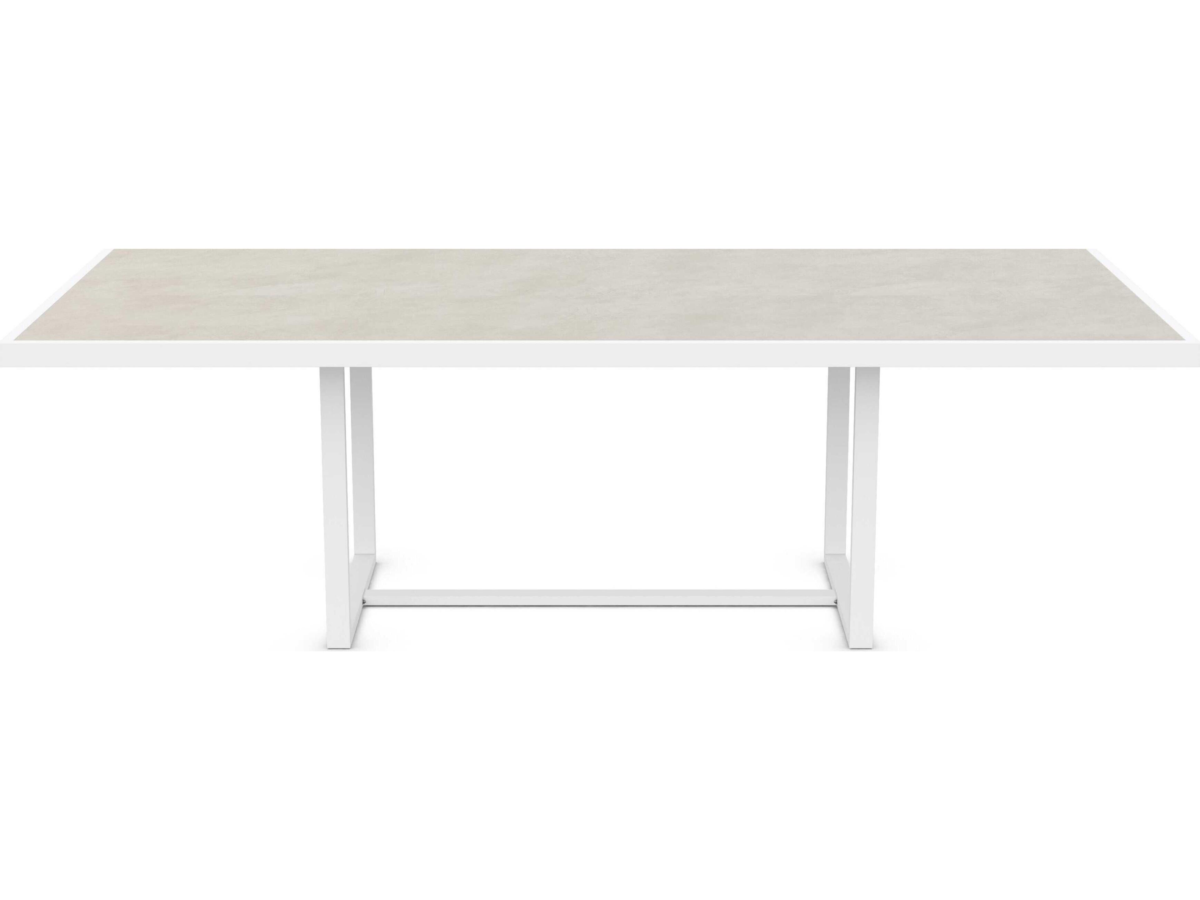 Azzurro Living Pavia Matte White Aluminum Rectangular Dining Table