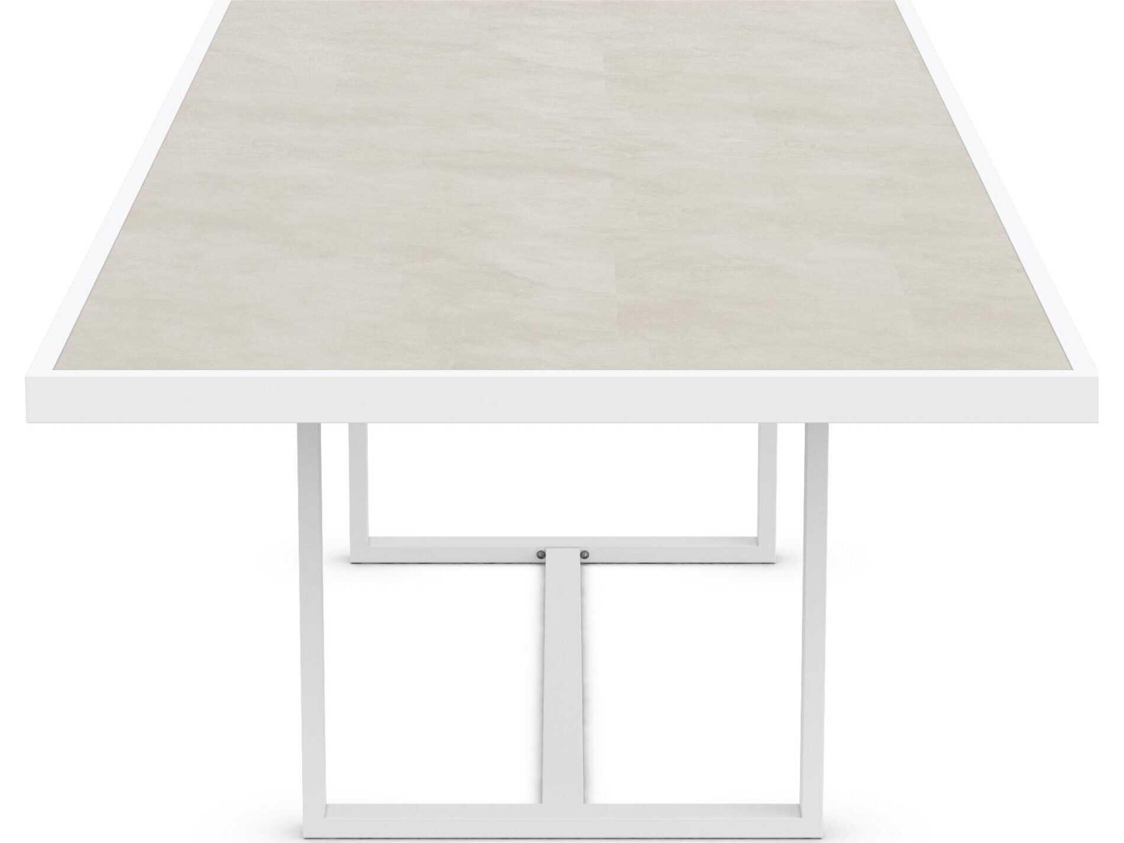 Azzurro Living Pavia Matte White Aluminum Rectangular Dining Table