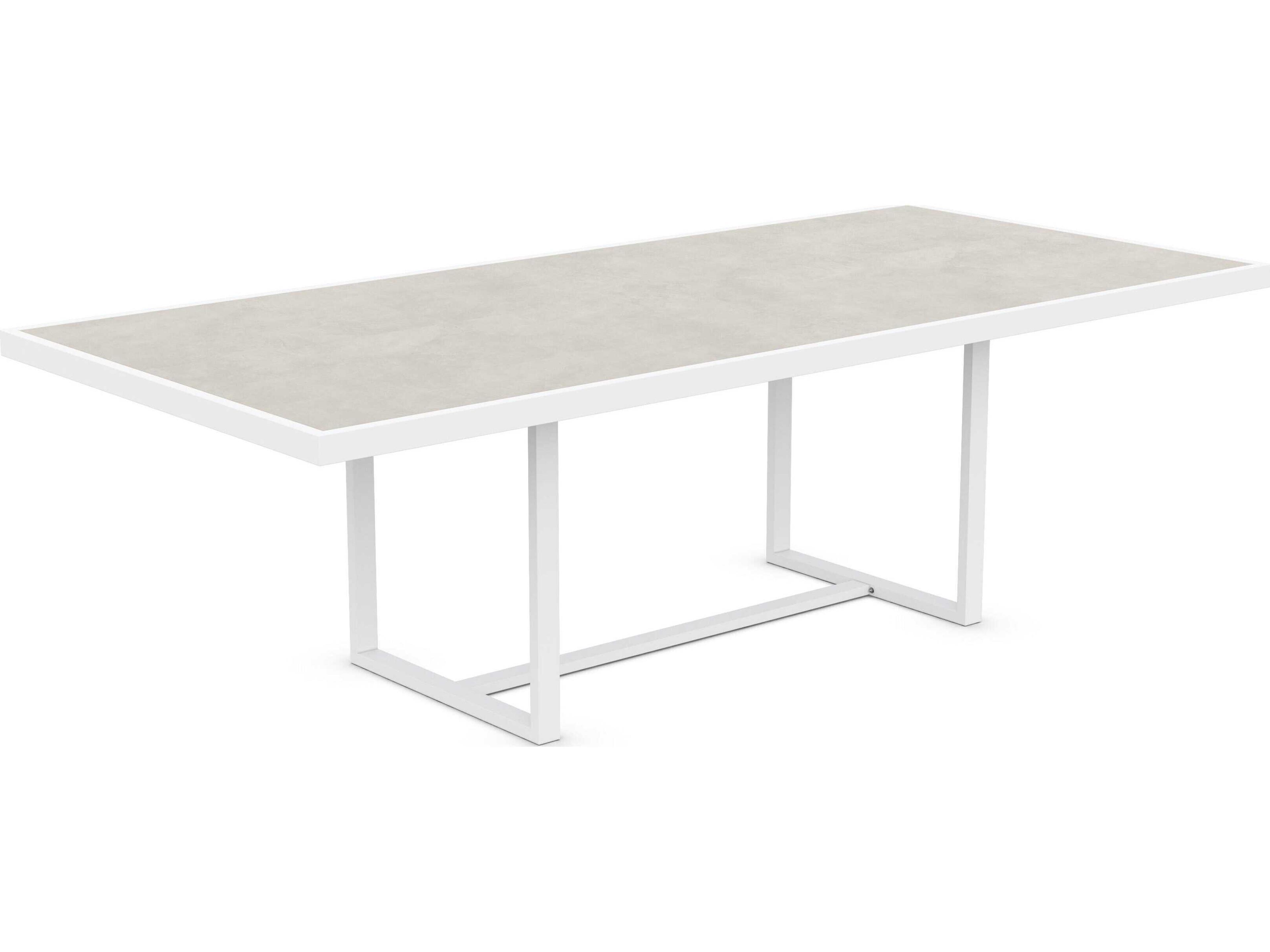 Azzurro Living Pavia Matte White Aluminum Rectangular Dining Table