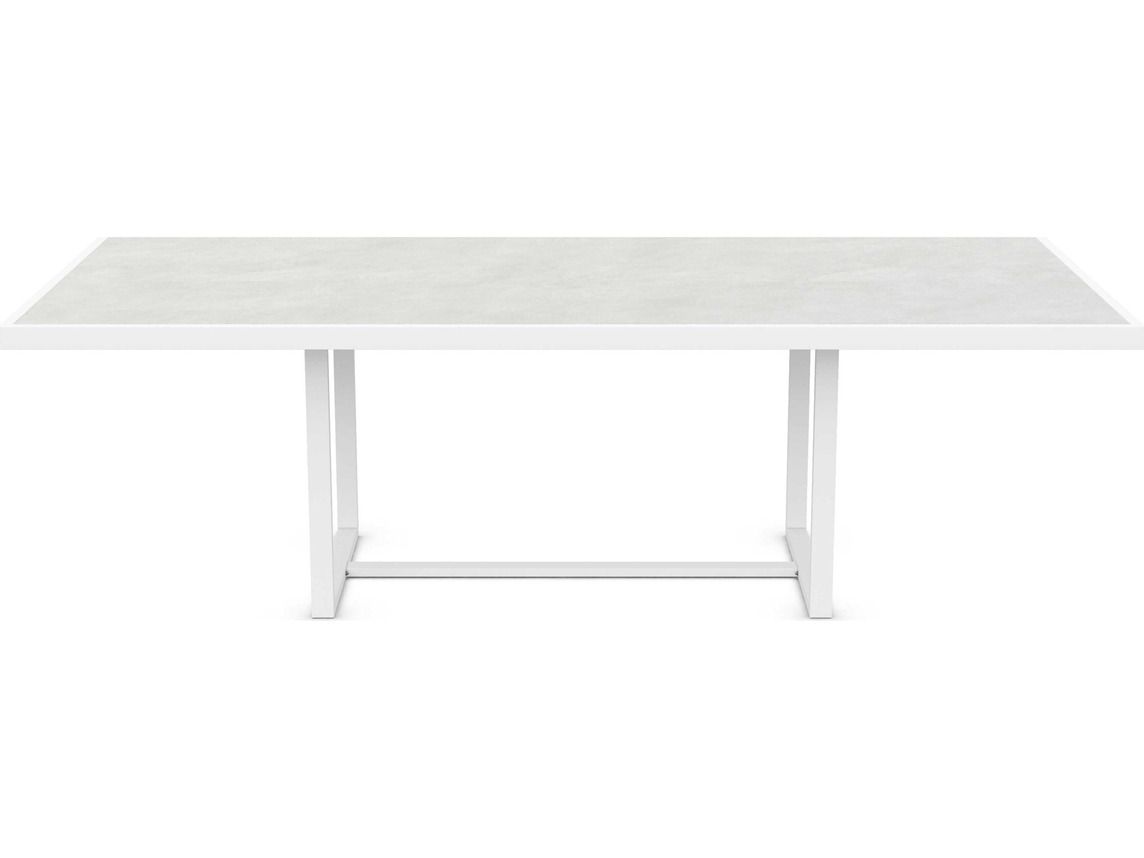 Azzurro Living Pavia Matte White Aluminum Rectangular Dining Table