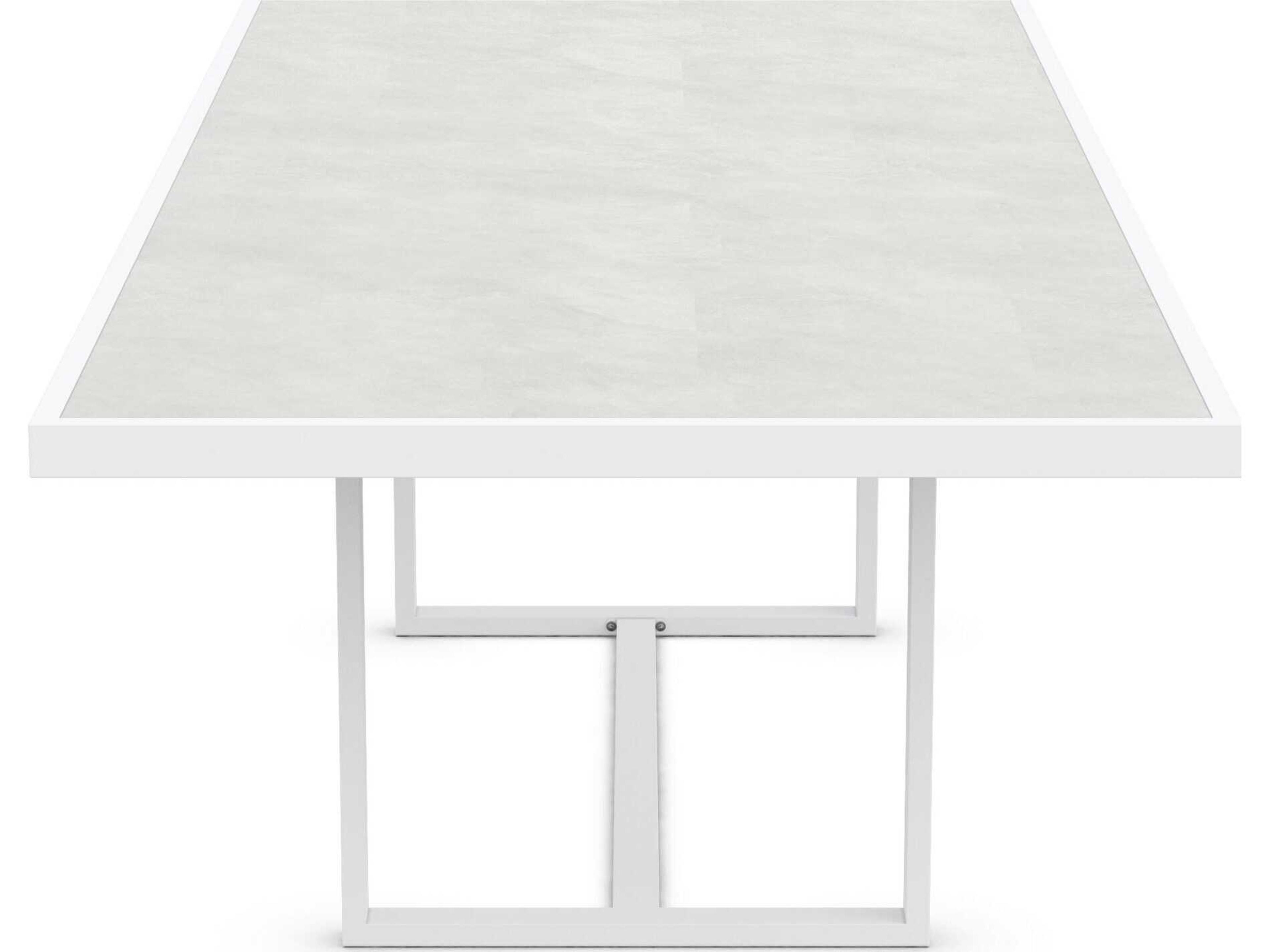 Azzurro Living Pavia Matte White Aluminum Rectangular Dining Table