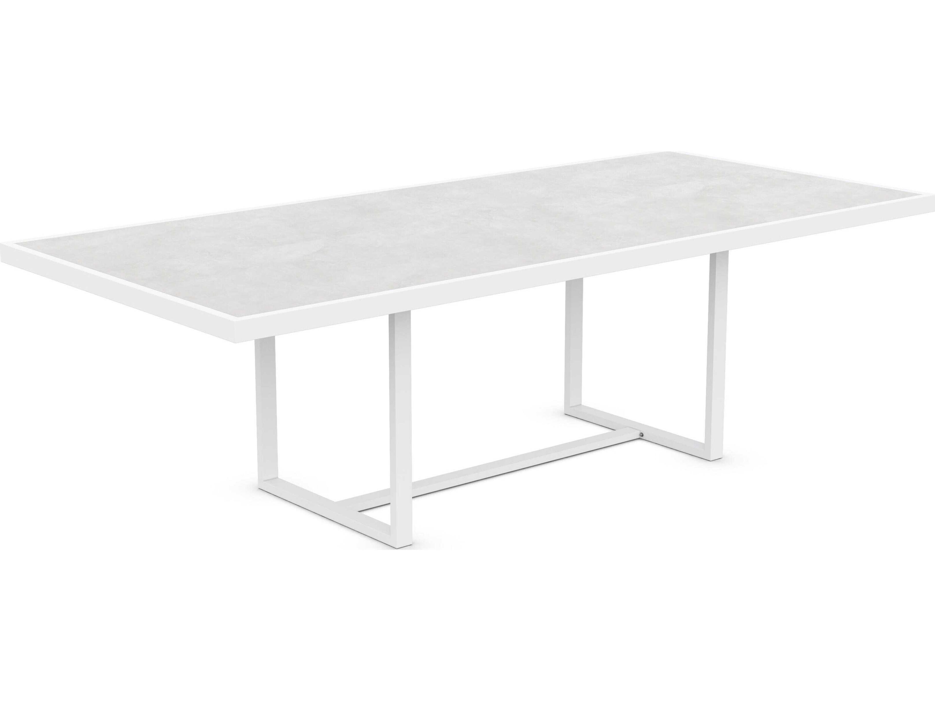Azzurro Living Pavia Matte White Aluminum Rectangular Dining Table