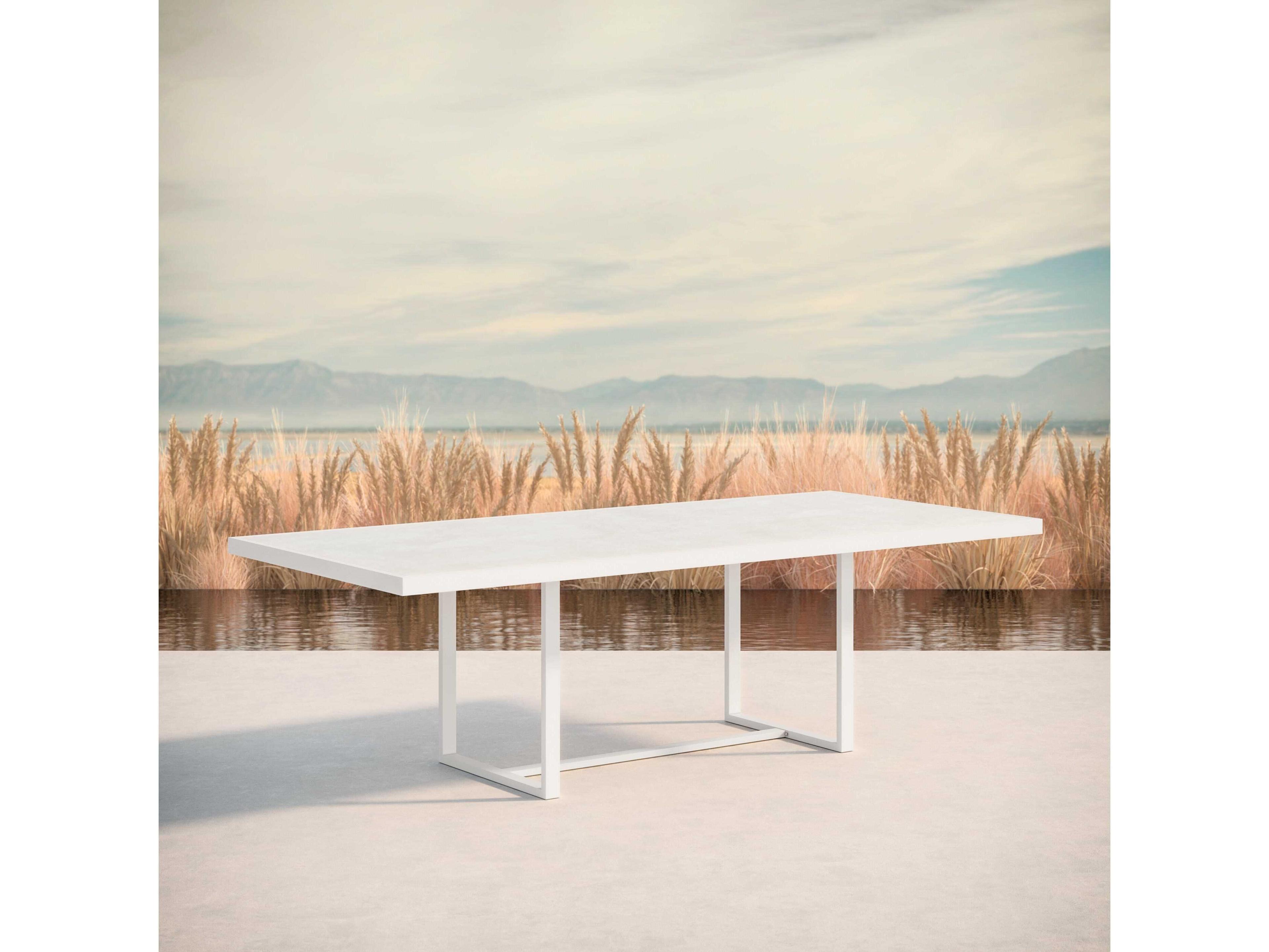 Azzurro Living Pavia Matte White Aluminum Rectangular Dining Table
