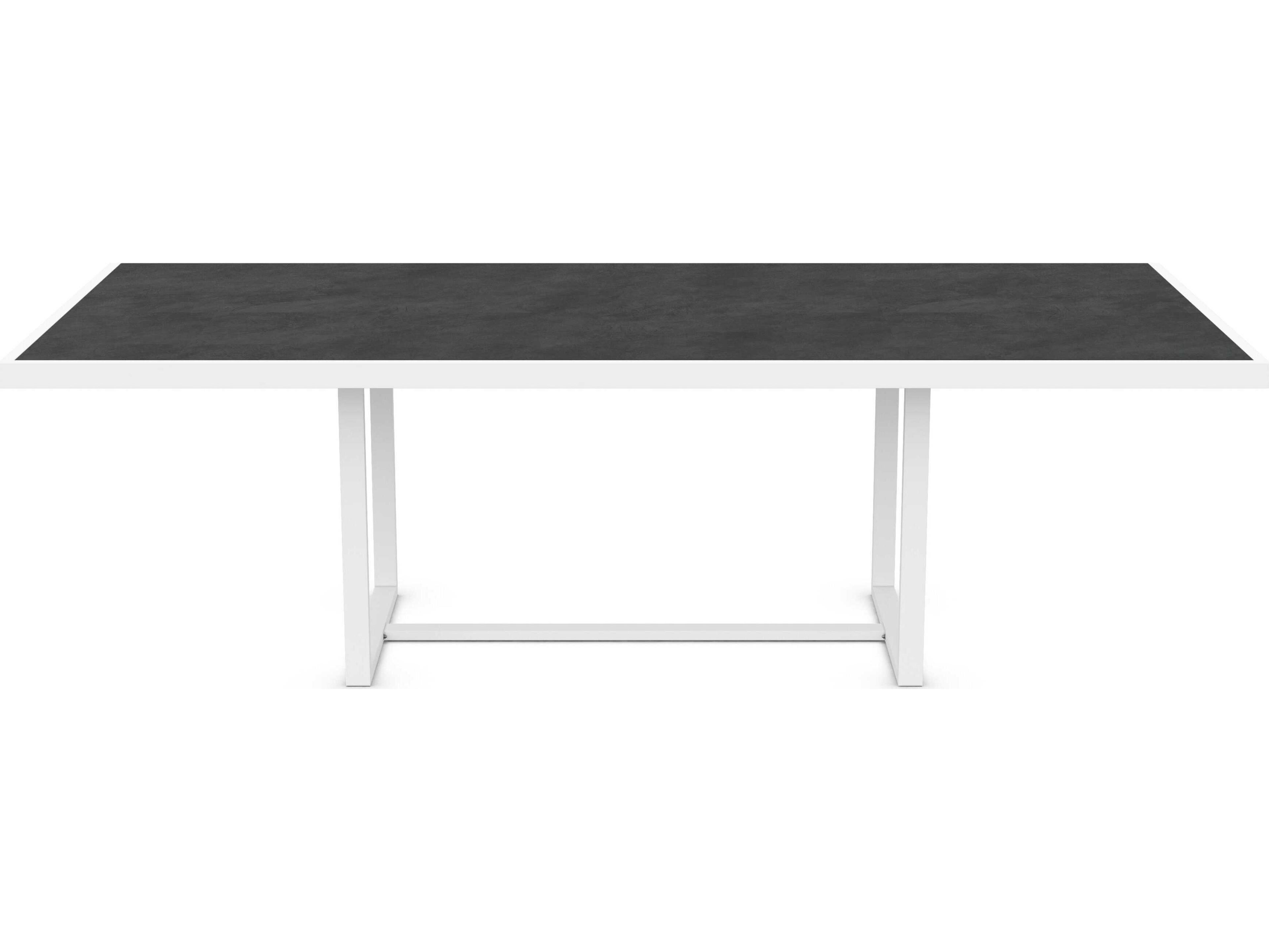 Azzurro Living Pavia Matte White Aluminum Rectangular Dining Table