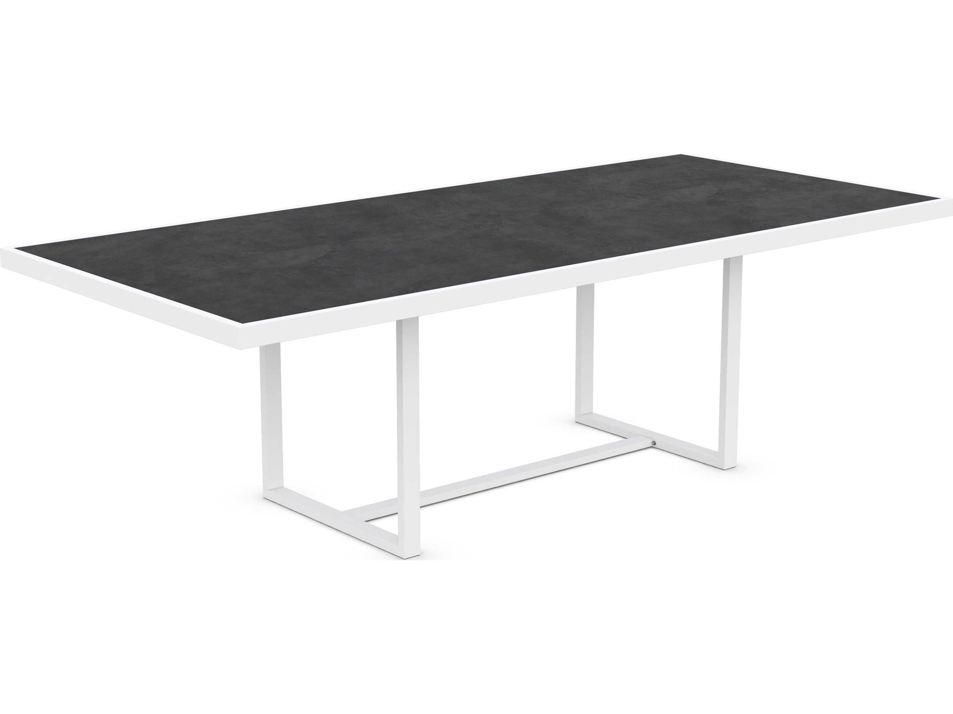 Azzurro Living Pavia Matte White Aluminum Rectangular Dining Table