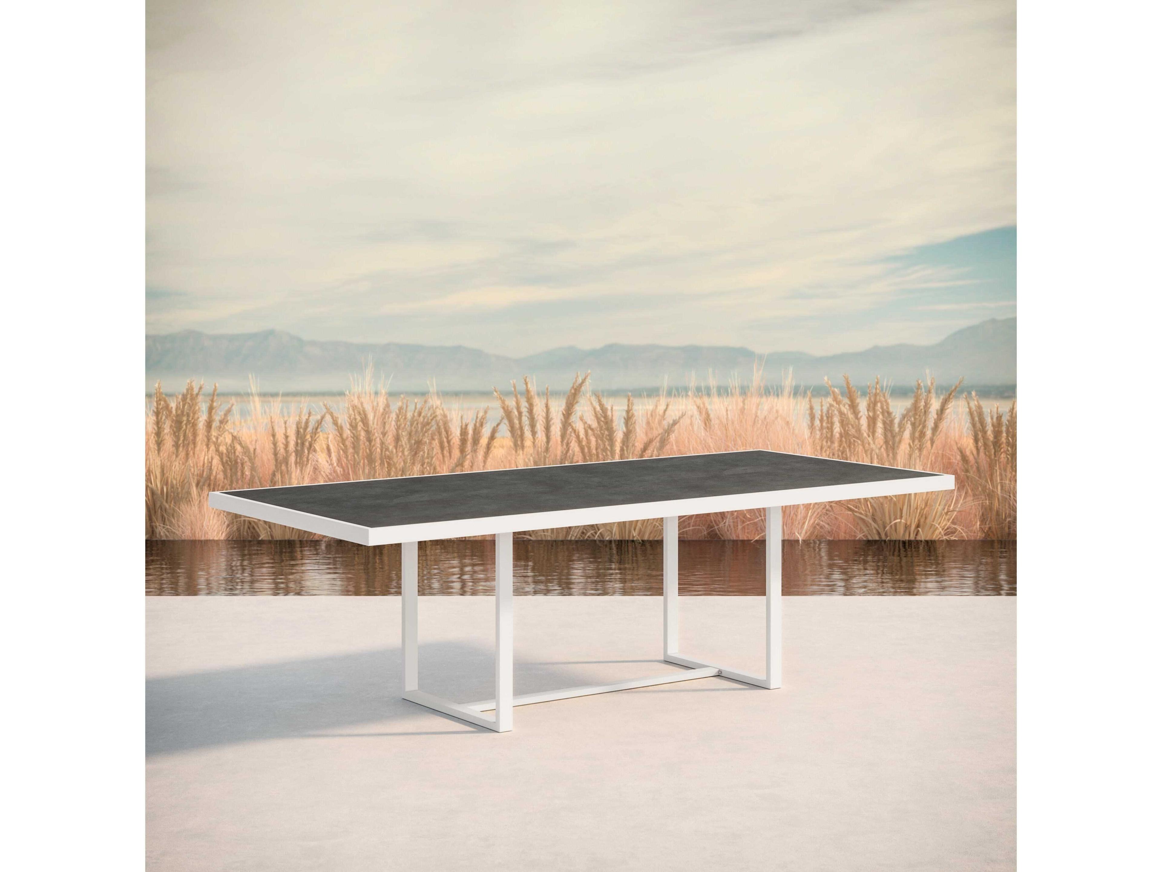 Azzurro Living Pavia Matte White Aluminum Rectangular Dining Table