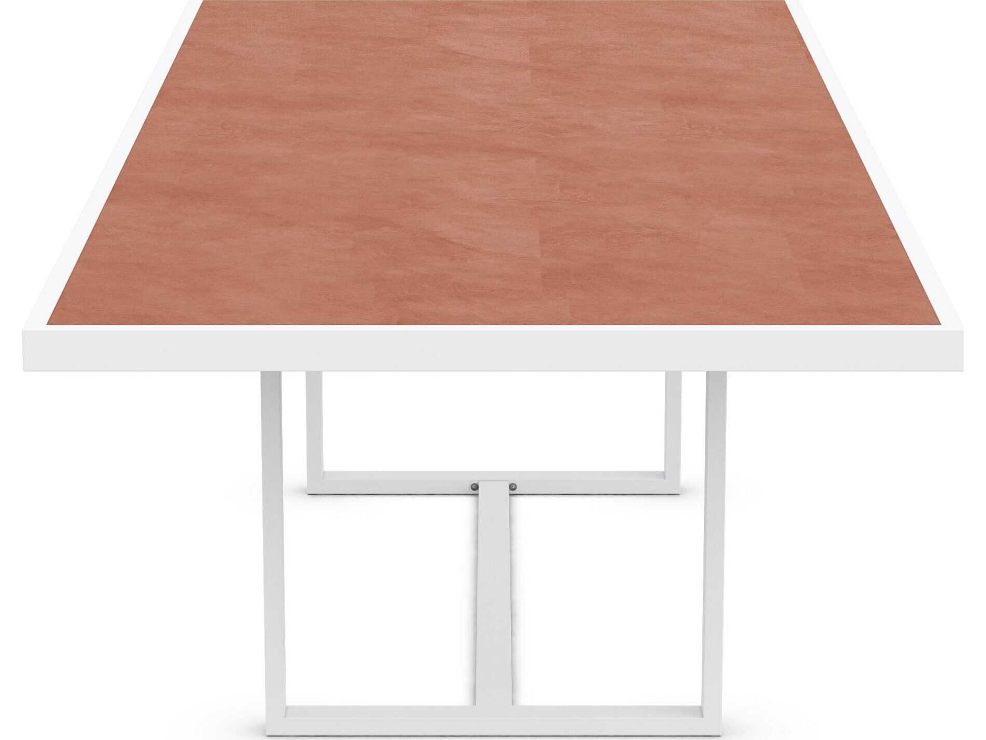 Azzurro Living Pavia Matte White Aluminum Rectangular Dining Table