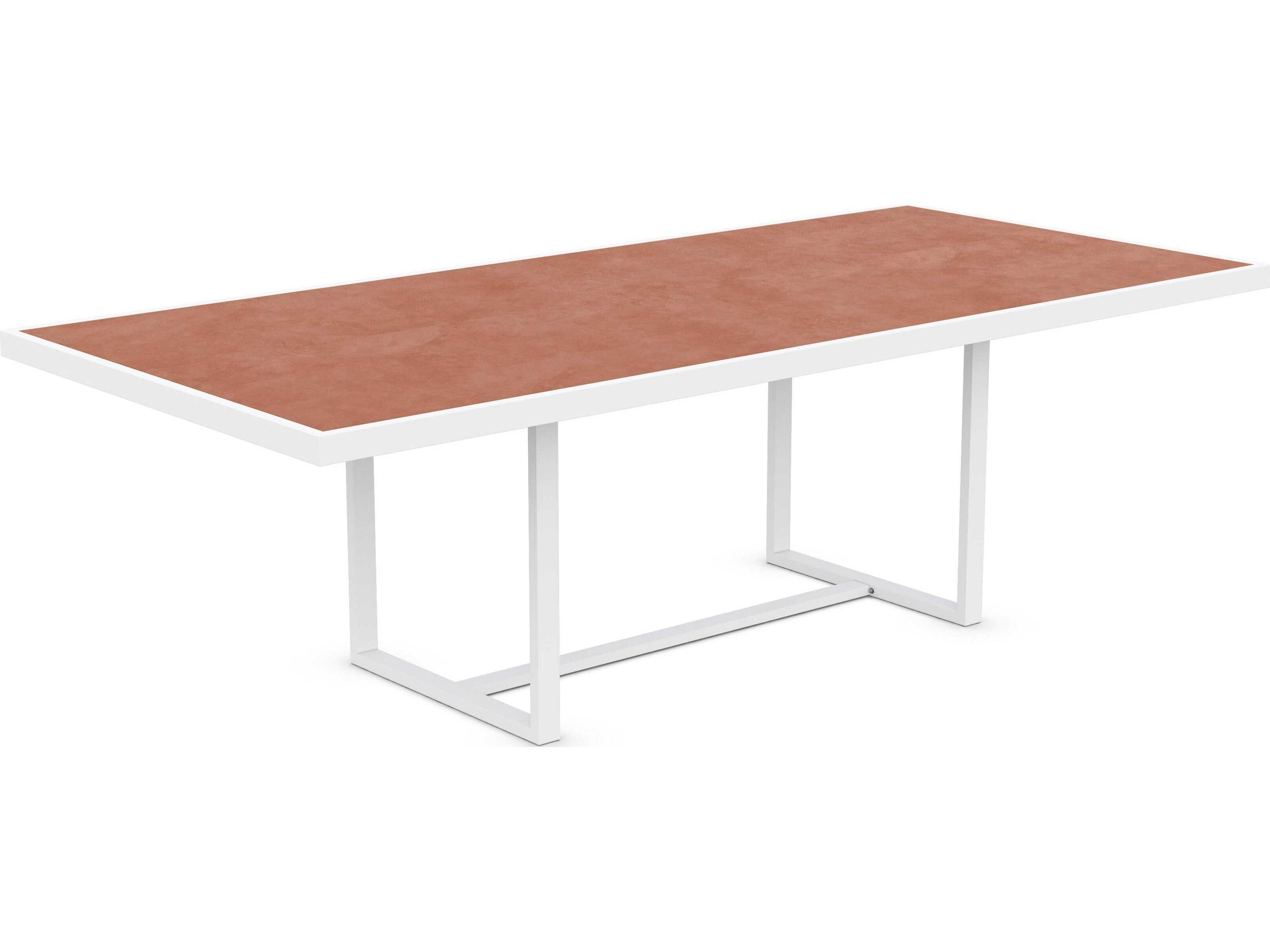 Azzurro Living Pavia Matte White Aluminum Rectangular Dining Table