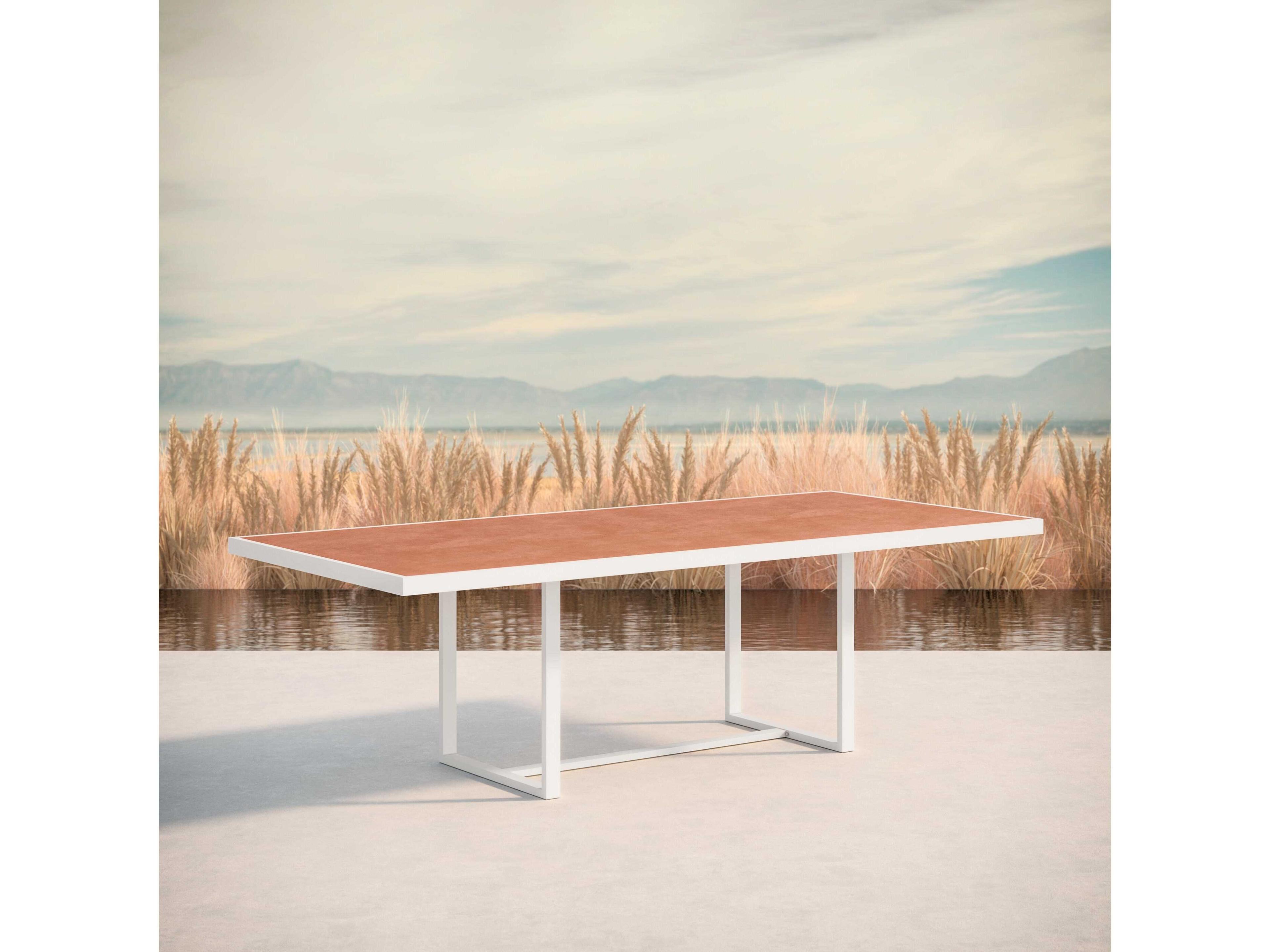 Azzurro Living Pavia Matte White Aluminum Rectangular Dining Table