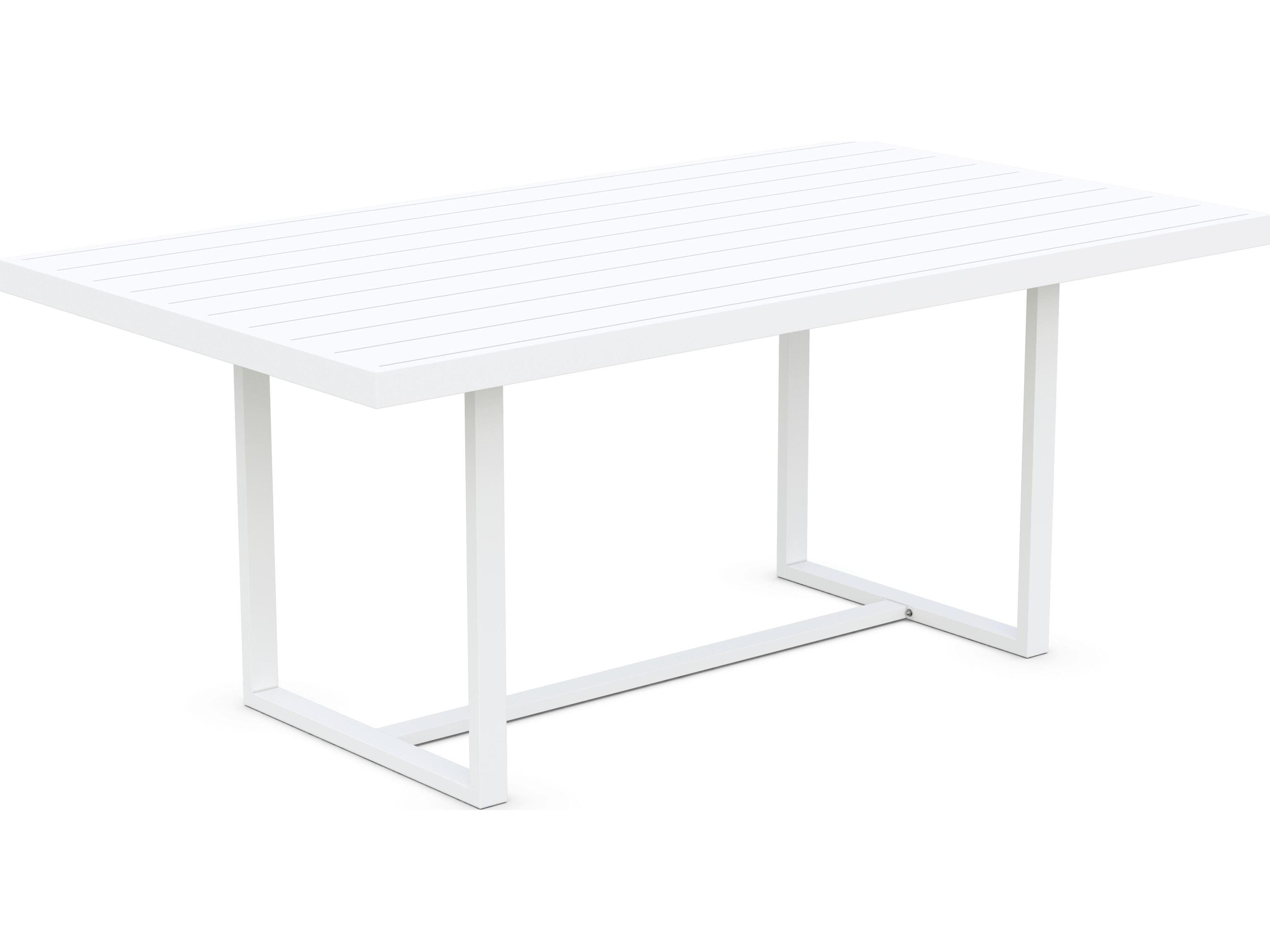 Azzurro Living Pavia Matte White Aluminum Rectangular Patio Dining Table
